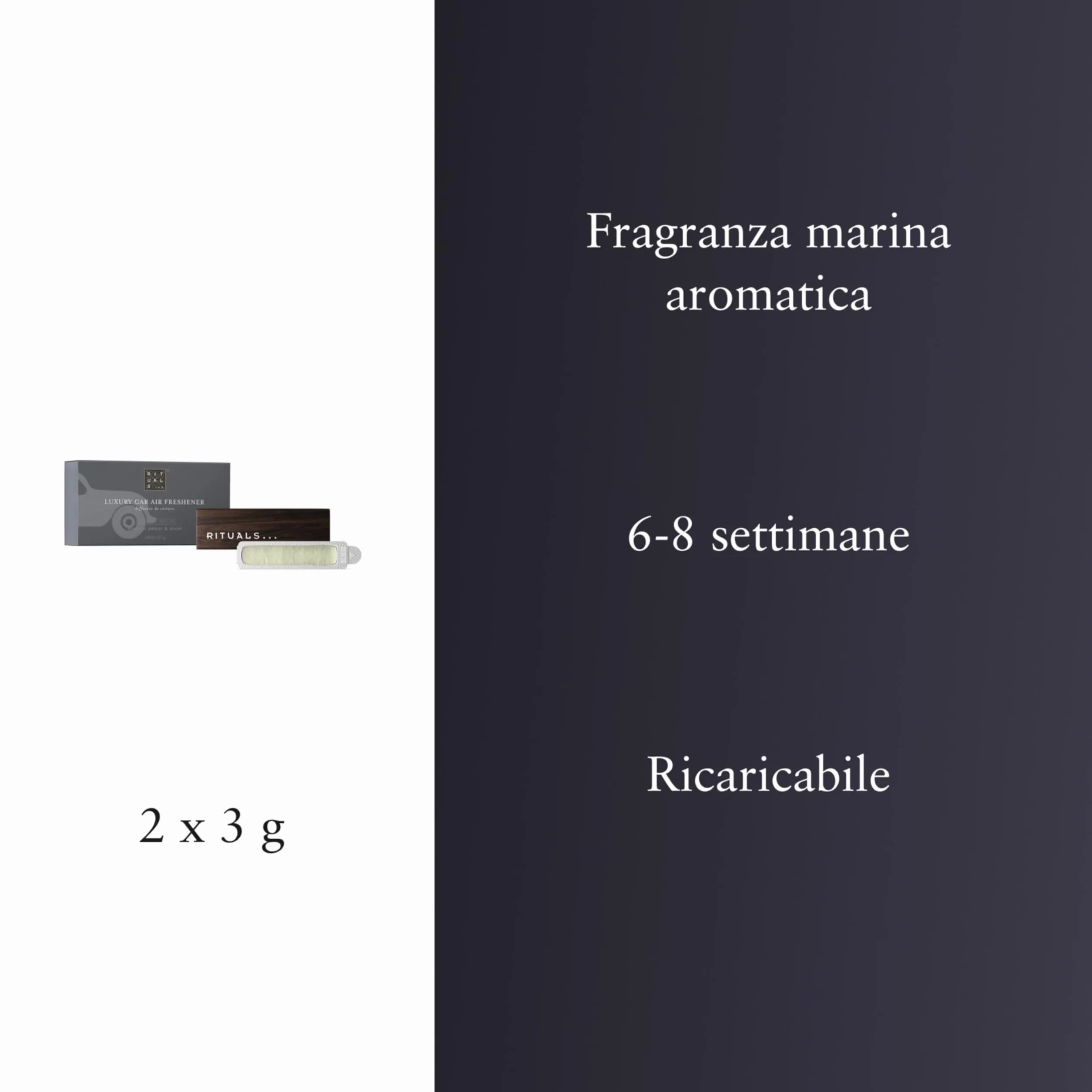 RITUALS The Ritual of Homme Ambientador de Coche Set – 1 Soporte de Madera Reutilizable + 2 Recargas – Ámbar Árabe y Almizcle – 2 x 3 g