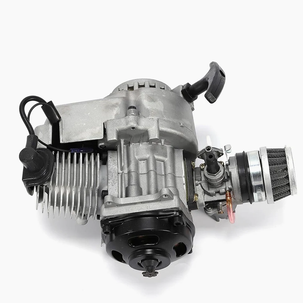 MINRS 49cc 2 Hub Pull Start Motor Mini Dirt Bike Motor, Mini ATV Quad con filtro de aire, carburador Pullstart para Pocket Bike Mini Dirt Bike ATV Roller