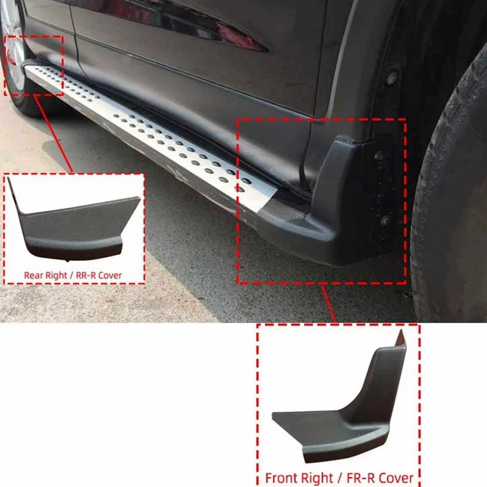 Faldones Laterales Tapa Extremo Estribo Lateral Puerta Automóvil para CR-V para CRV 4.ª Generación 2012 2013 2014 2015 2016 Piezas De Repuesto Faldón Lateral(Frente Derecho)