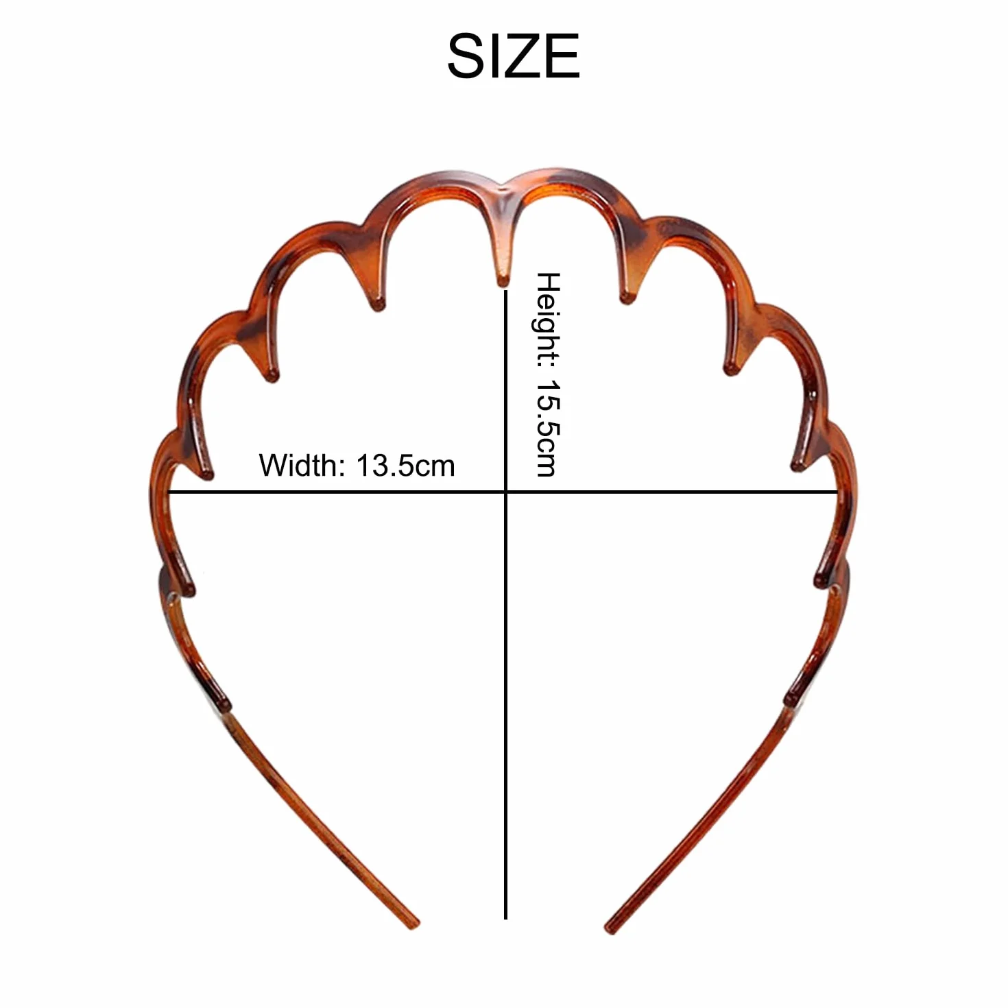 Diademas En Zig Zag para Mujer y Niña - Peine Dientes de Tiburón Plástico Ondulado Negro/Leopard