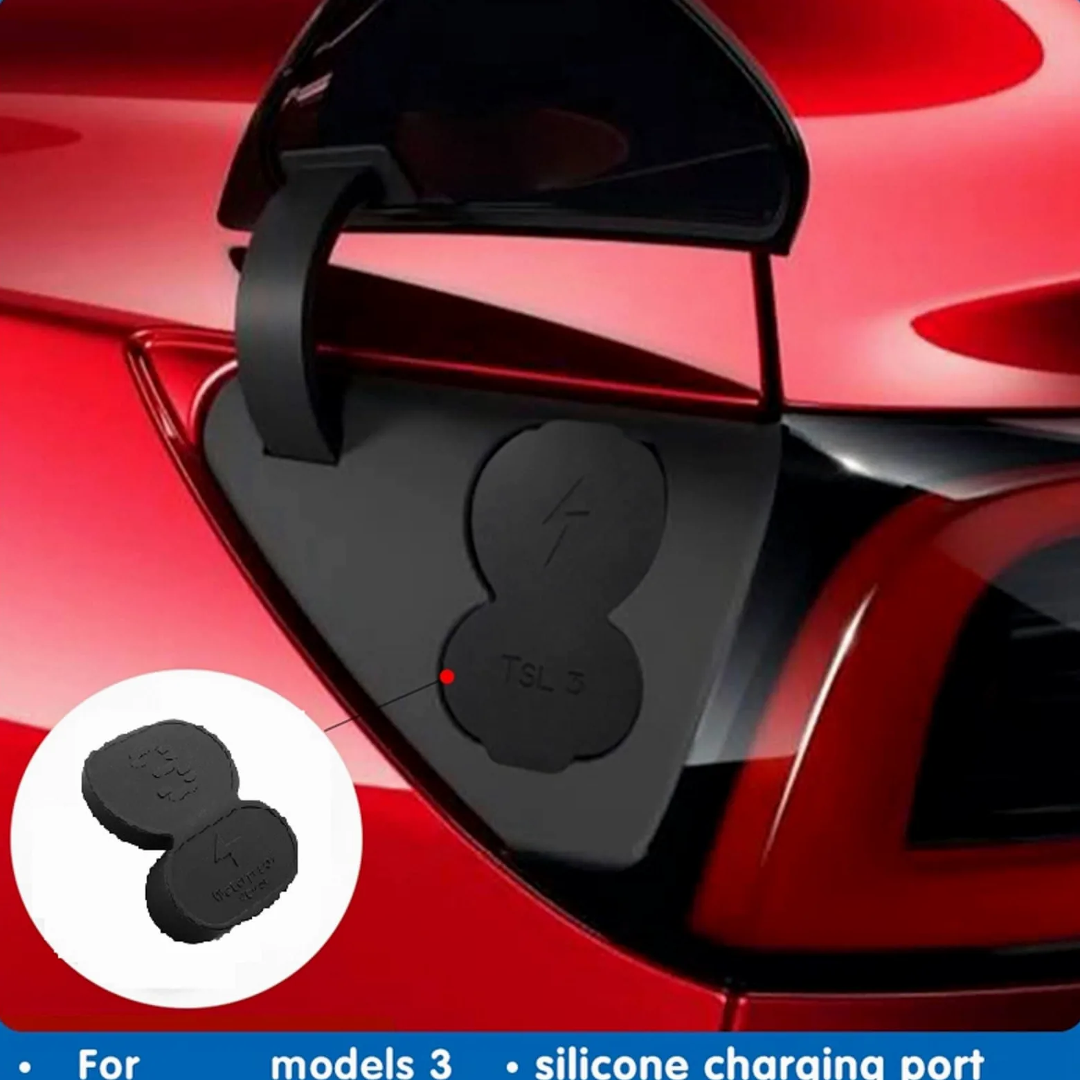 Bavooty Tapón de Protección para Conector DC,Funda Protectora para Tesla,Antipolvo para Puerto de Carga de Coche,para Tesla Model 3 Perfectamente Ajustada Hecha de Goma, Resistente al Agua y al Polvo