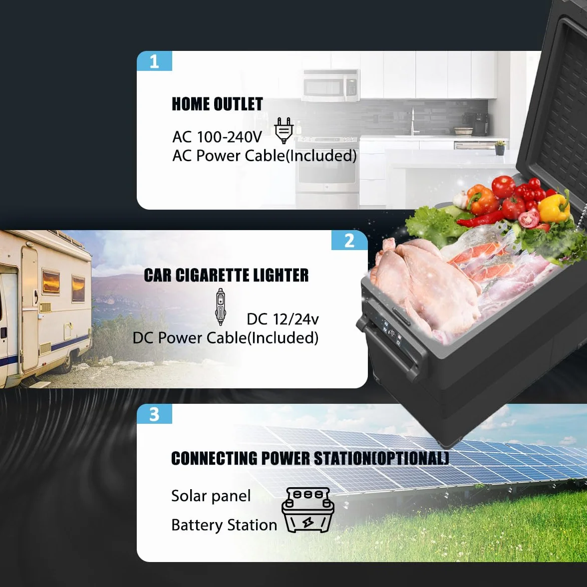 Alpicool NCF35 30,6L Nevera Portátil Eléctrica Refrigerador de Coche 12V 24V mini frigorífico CA 220v para Hogar, Camping, Viajes, Automóvil, 20ºC a 20ºC