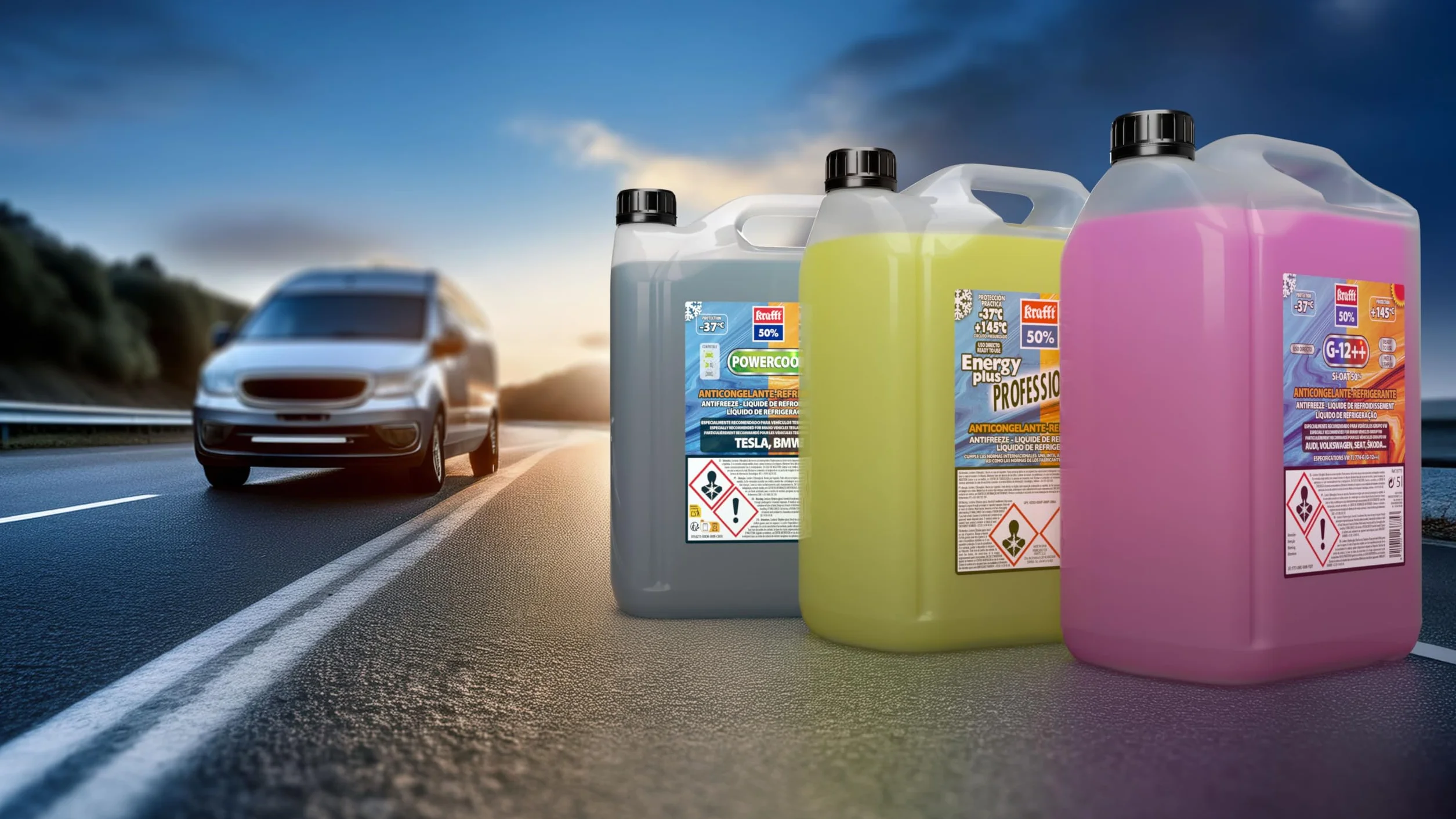 Krafft Anticongelante Coche Rosa G12++ Líquido Refrigerante Tecnología Híbrida 5 L