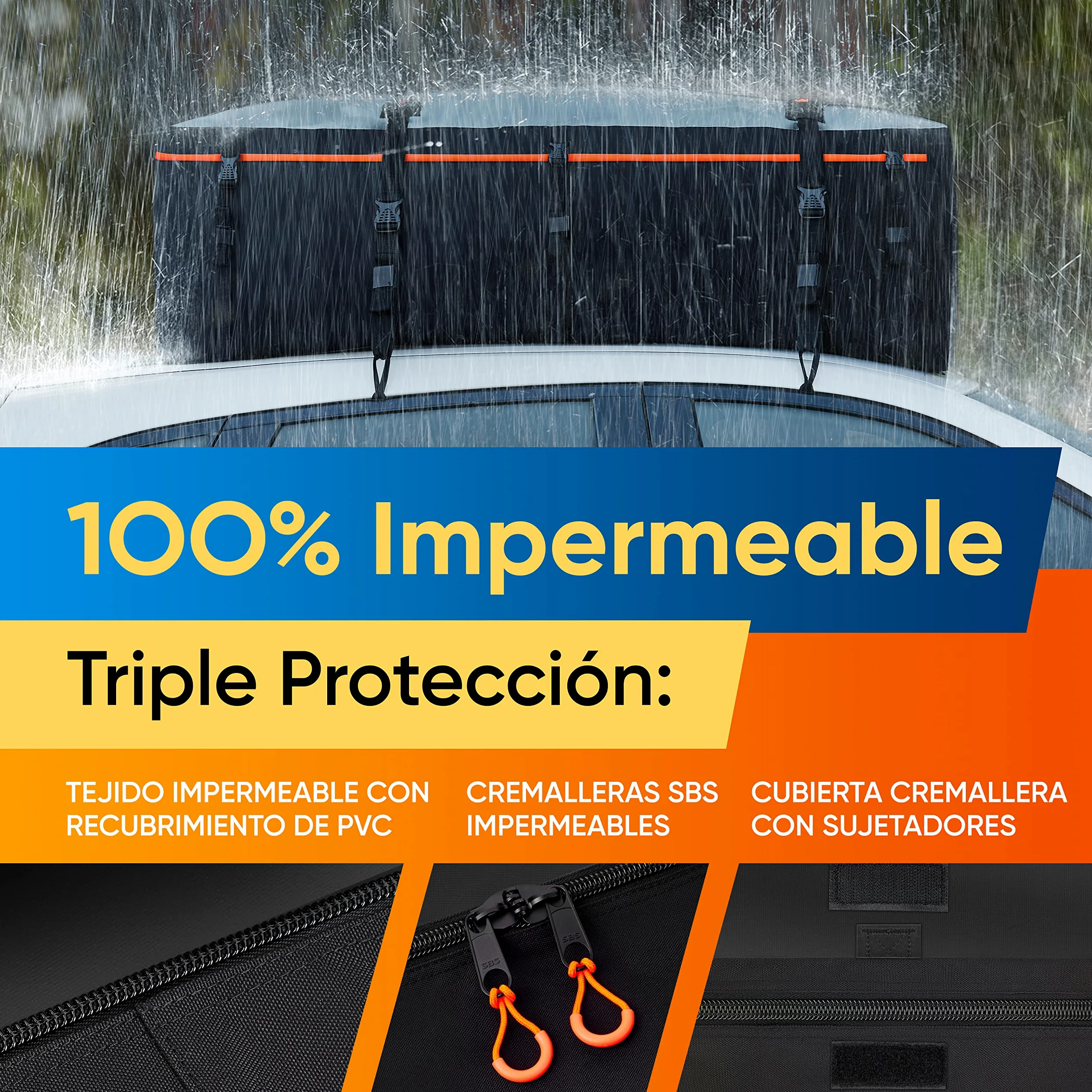 Rhino Bagmate Bolsa De Techo XL 540L (19 Pies Cúbicos). Protección UV 100% Impermeable. Cofre Techo Coche Extremadamente Duradero para Todos Los Coches con Techo
