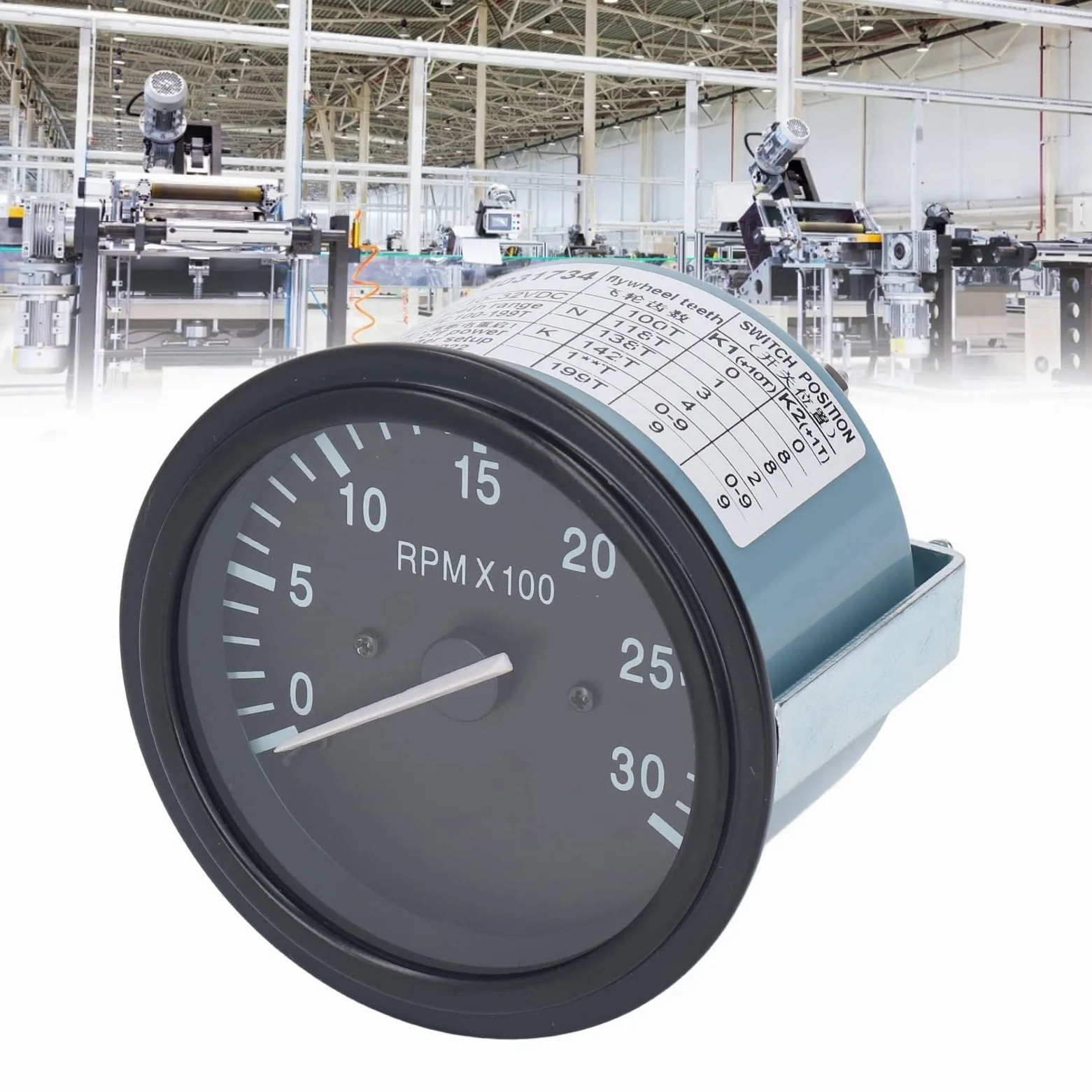 3031734 Medidor de Tacómetro del Motor, Medidor de Tacómetro Azul Universal para Automóvil Luz Negra entre Cambios 0-3000 RPM Indicador de Presión de Aceite para Generador DC10-32V