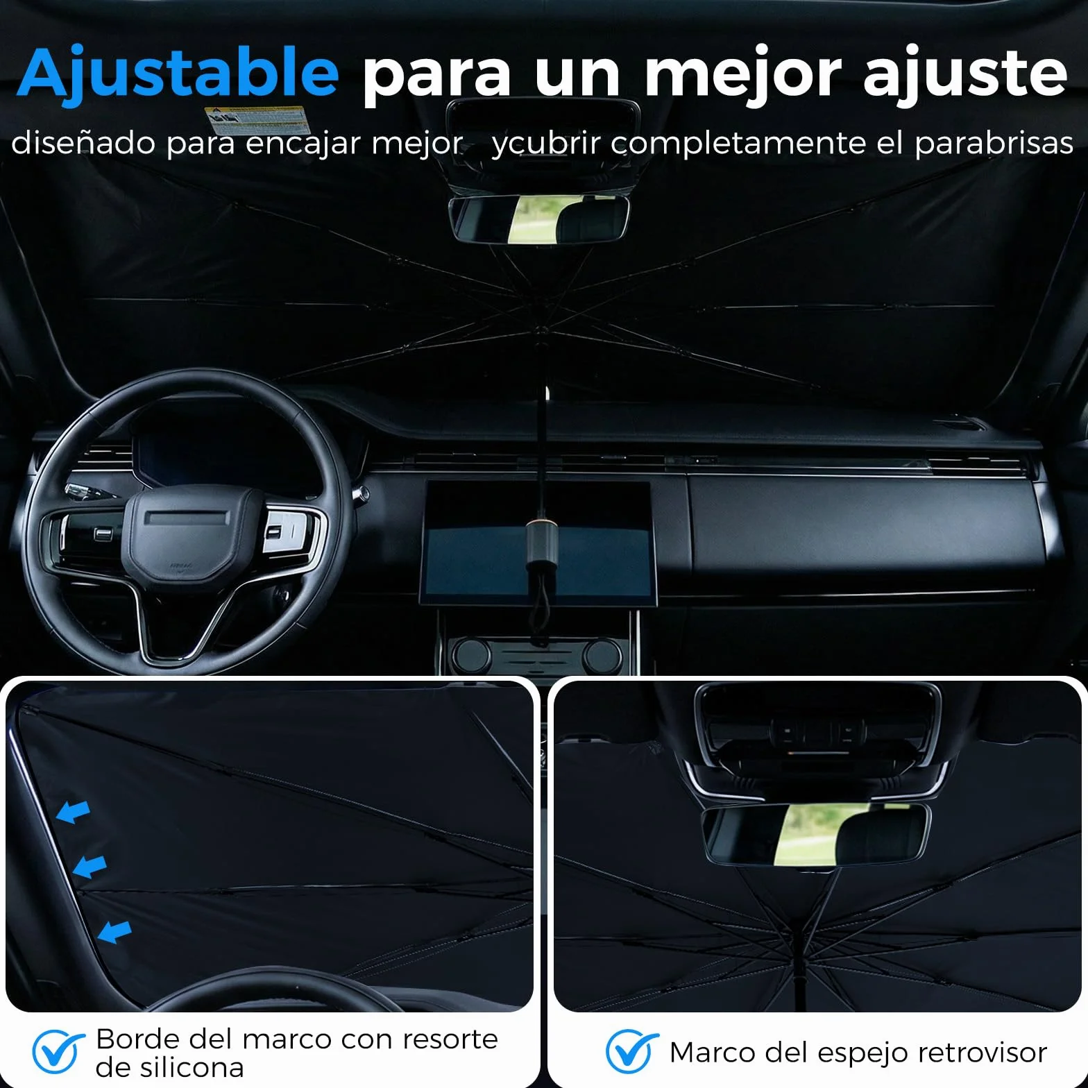 Parasol Coche Delantero, Paraguas Parasol Coche, Parasol Paraguas Coche para La Mayoría De Los Modelos（75cm*135cm）