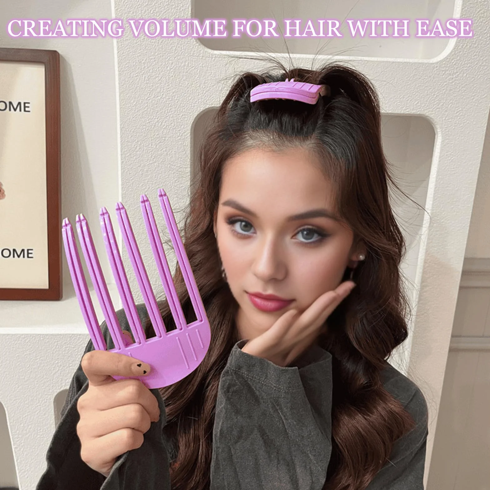 Clip de Volumen para Raíces 4 Piezas, Peines Voluminizadores de 3 y 6 Dientes, Pinzas para Cabello sin Rastro