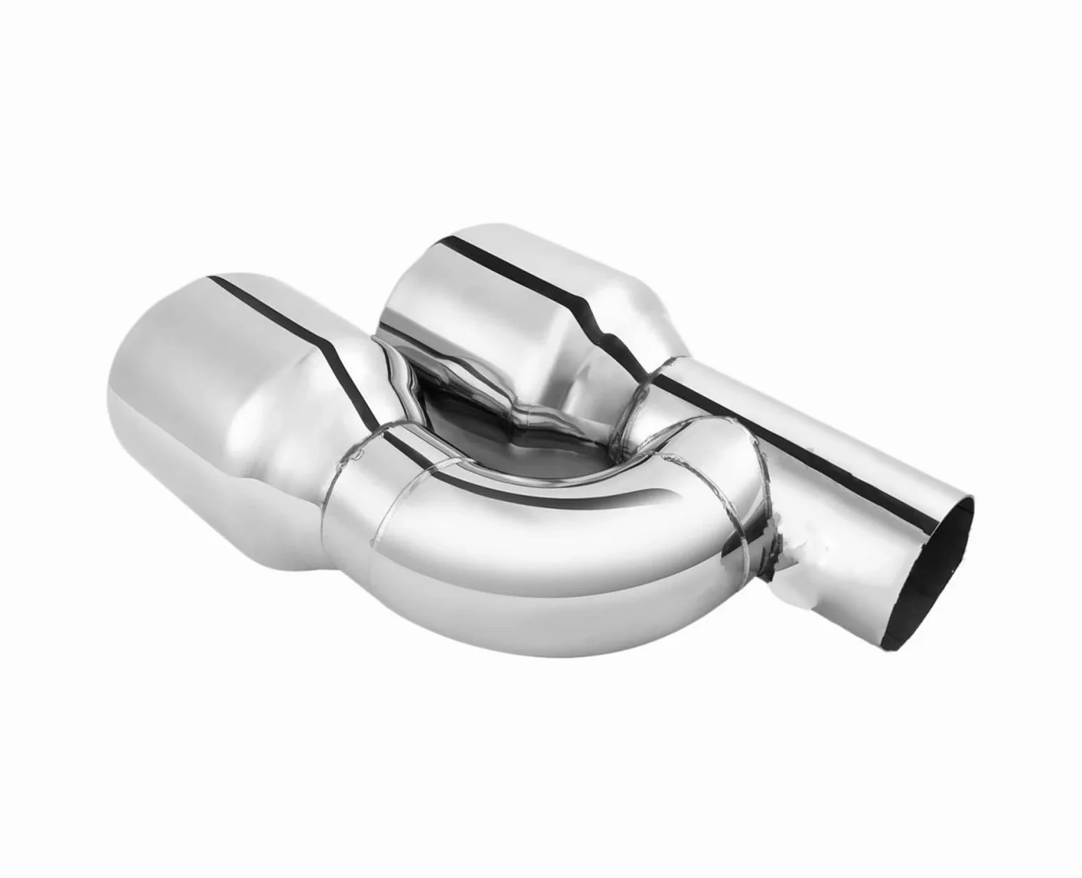Genérico Silenciador Escape Tubo Escape Doble para Automóvil 2,5" Entrada Y 4" Salida, 11, Largo con Borde Laminado Inclinado Silenciador Automático Acero Inoxidable Tubo Escape Coche Coche