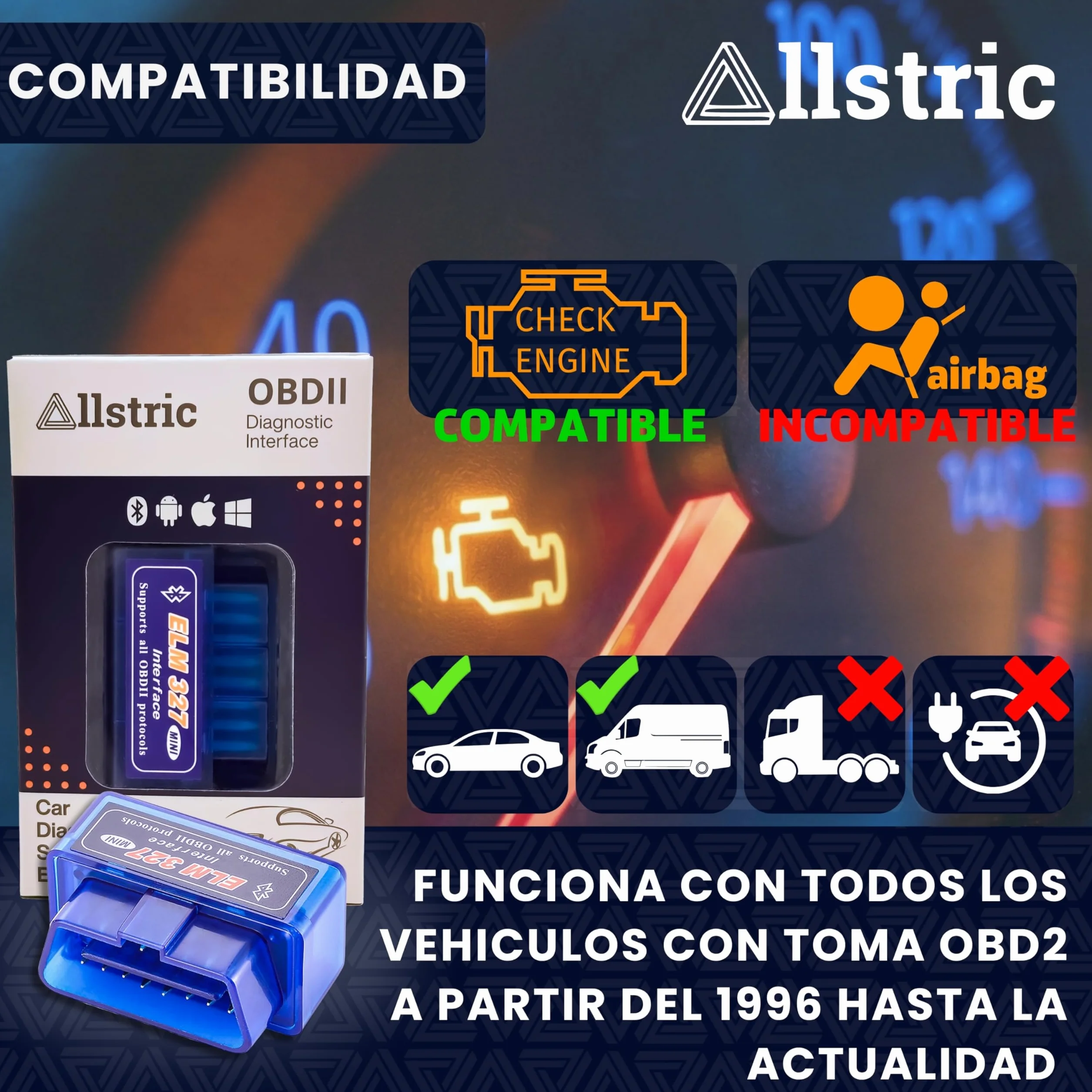 Obd2 Diagnosis Coche Multimarca. ELM 327 Lector y Herramienta de Análisis y Diagnostico. Obd2 Bluetooth OBD Original para Escaner. Maquina Diagnosis Coche de Fallos y Errores.