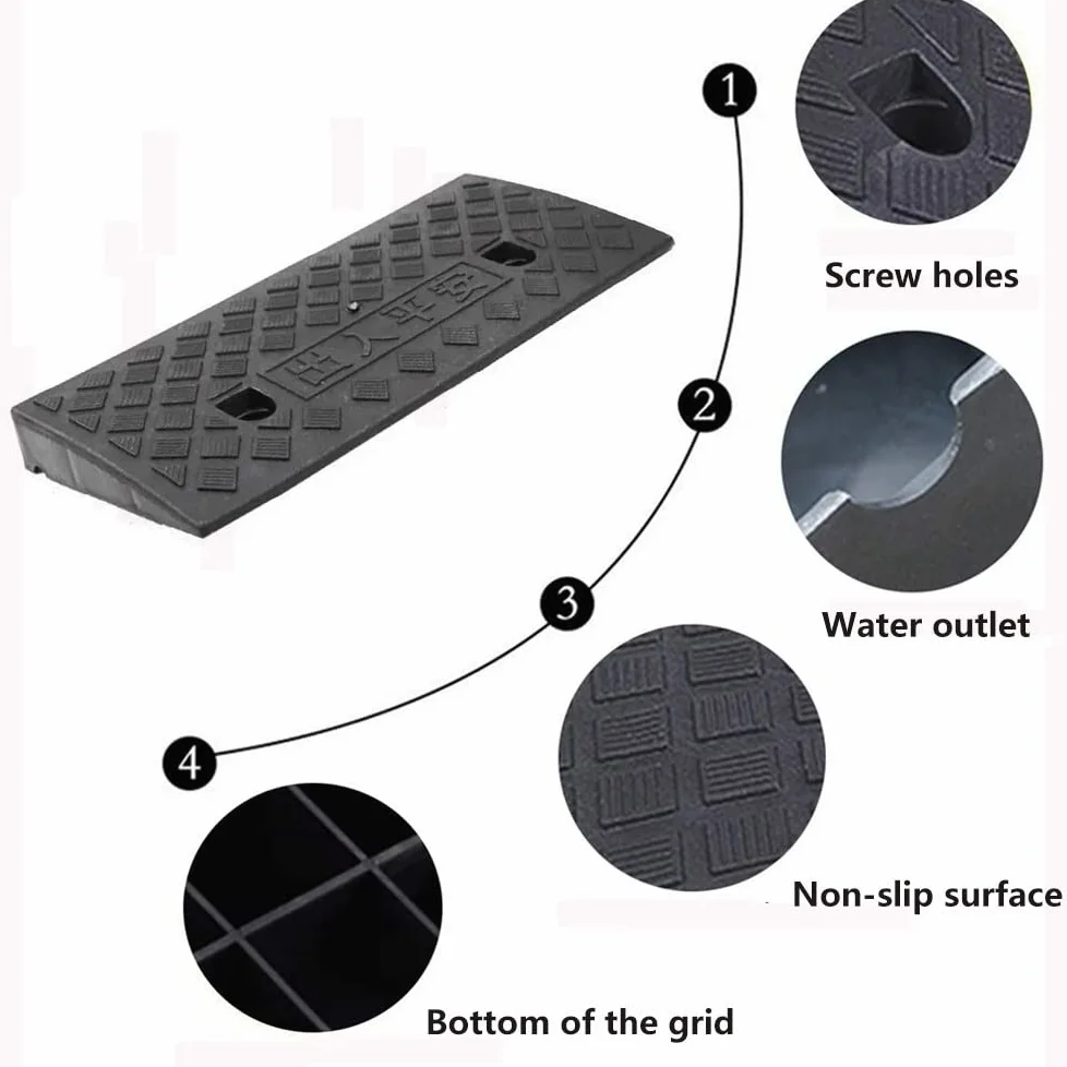 Rampas Antideslizantes para bordillos de Entrada de vehículos, de 2,5 cm, 5 cm, 10 cm, 15 cm, 18 cm y 20 cm de Altura, Ligeras y portátiles, con Estructura de Rejilla Estable, para
