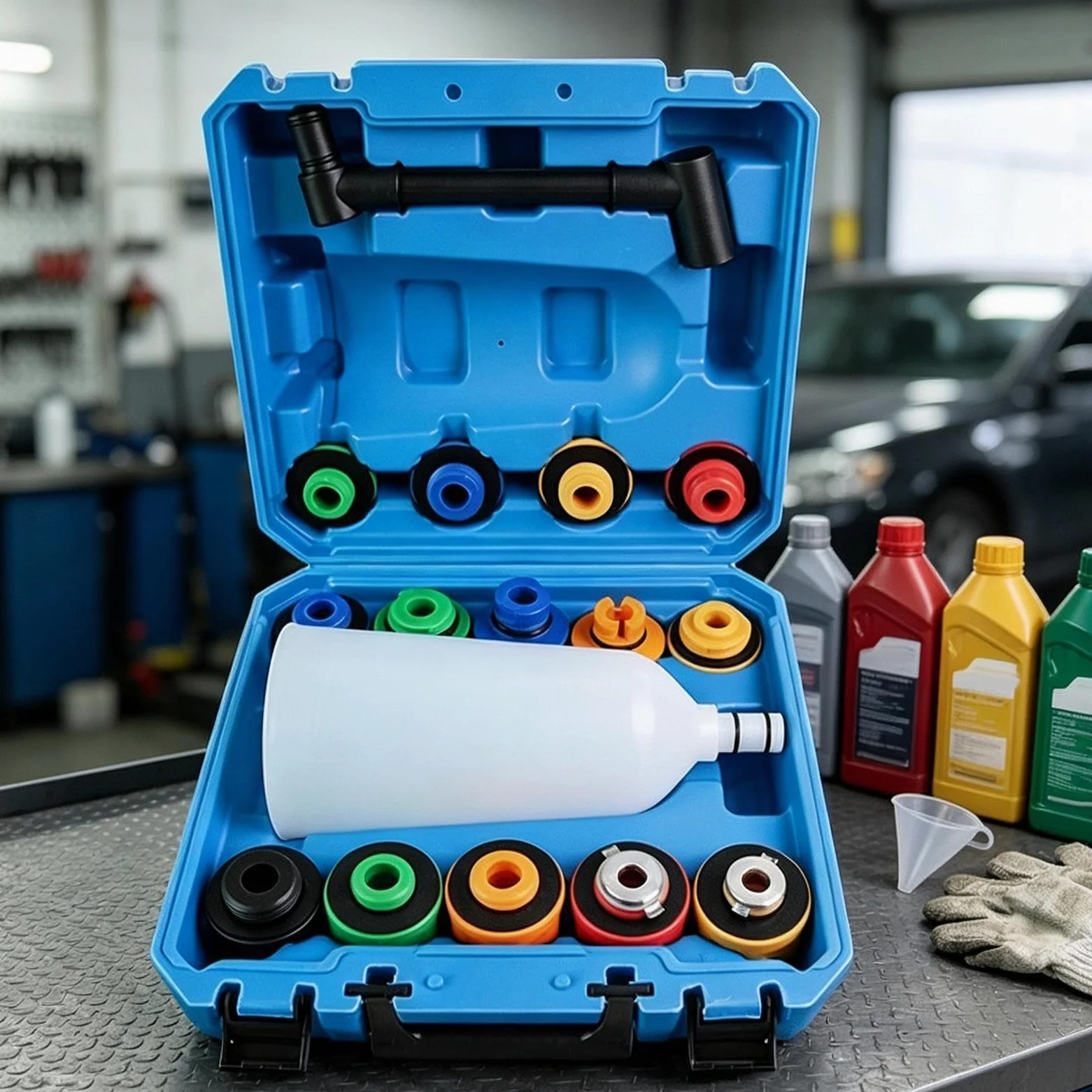 Kit de embudo de Filtro Universal Flexible Antiderrames | Kit llenado refrigerante radiador Para de enfriamiento del motor vehículos camiones SUV y autocaravanas