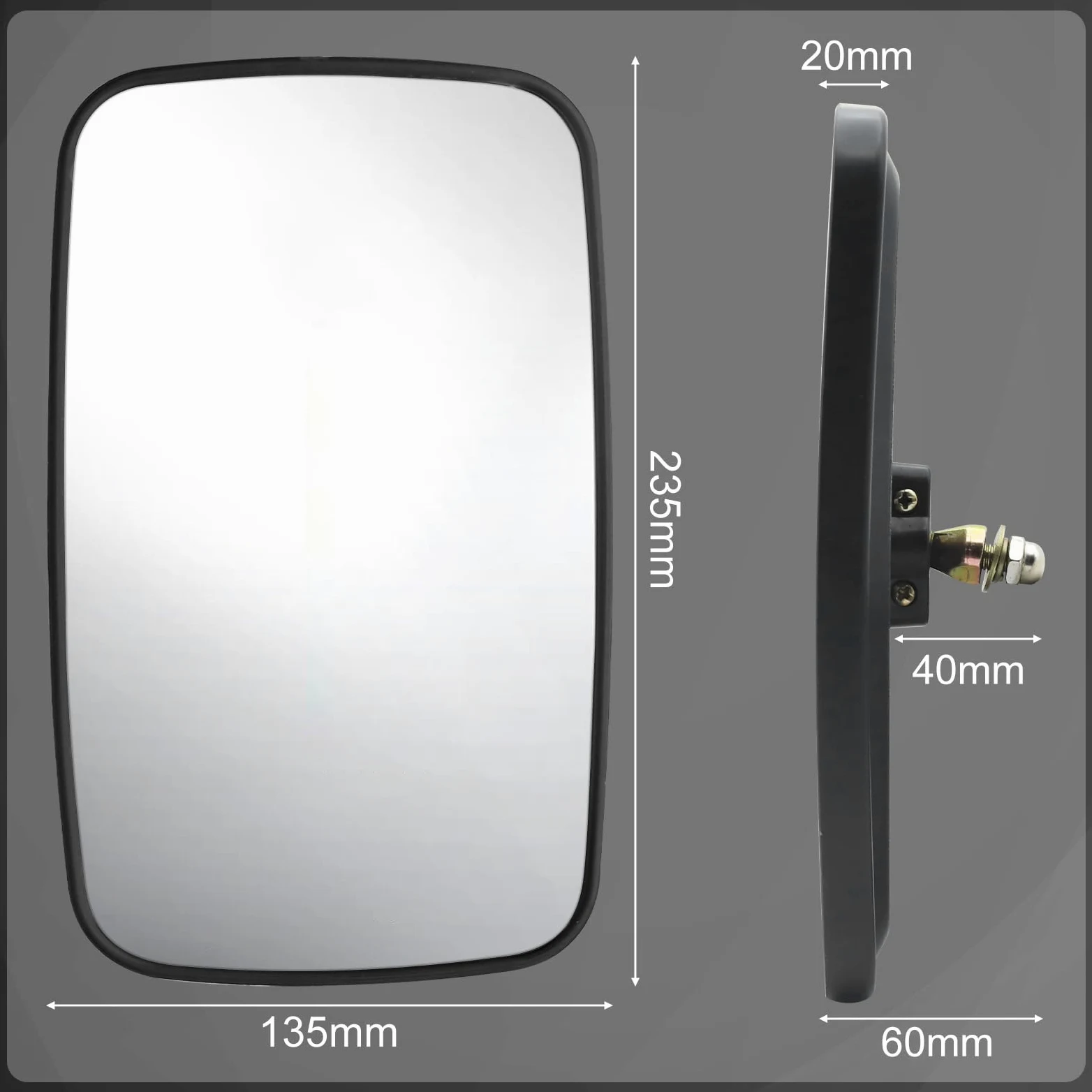 Espejo retrovisor universal para carretilla elevadora, espejo retrovisor de gran angular para recolocación de tractores de camiones (paquete de 2, negro)