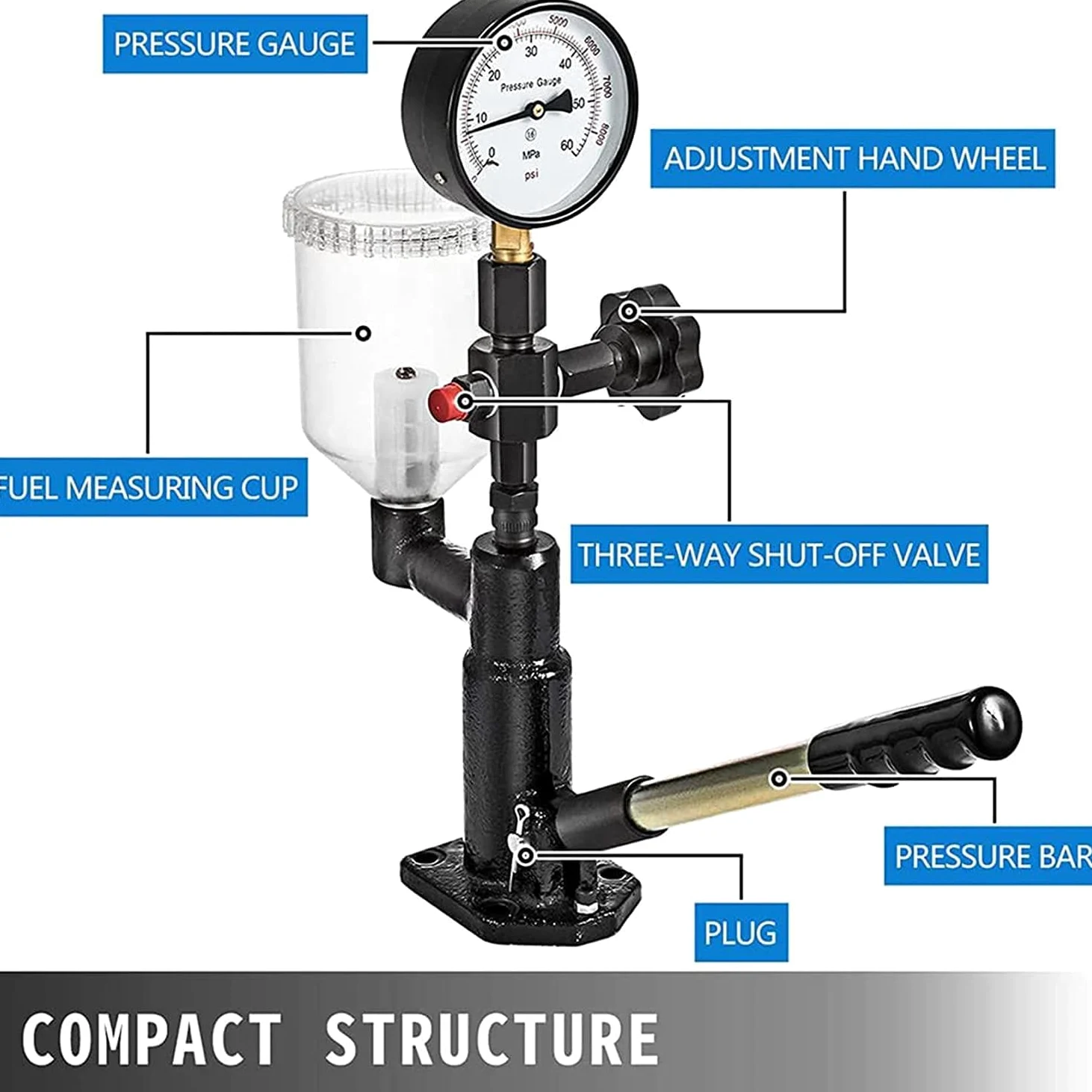 TAHALI Probador de inyectores diésel Probador de inyectores Common Rail CR-C Probador de boquillas diésel multifunción Profesional + Probador de inyectores de Combustible S60H