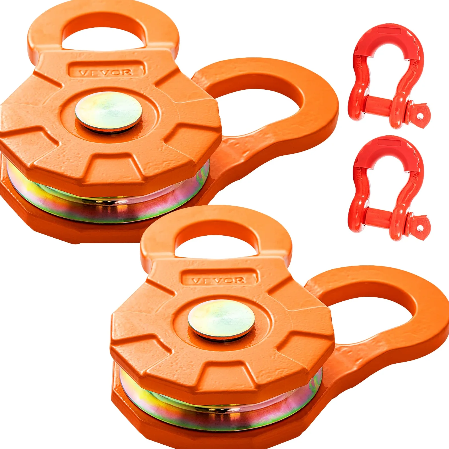 VEVOR Bloque de Arranque de Cuerda 2 Piezas Polea de Cabrestante para Coche Capacidad de Carga de 11 T Kit de Bloque de Arrebatamiento Acero al Carbono Alta Compatibilidad para Camión Tractor ATV UTV
