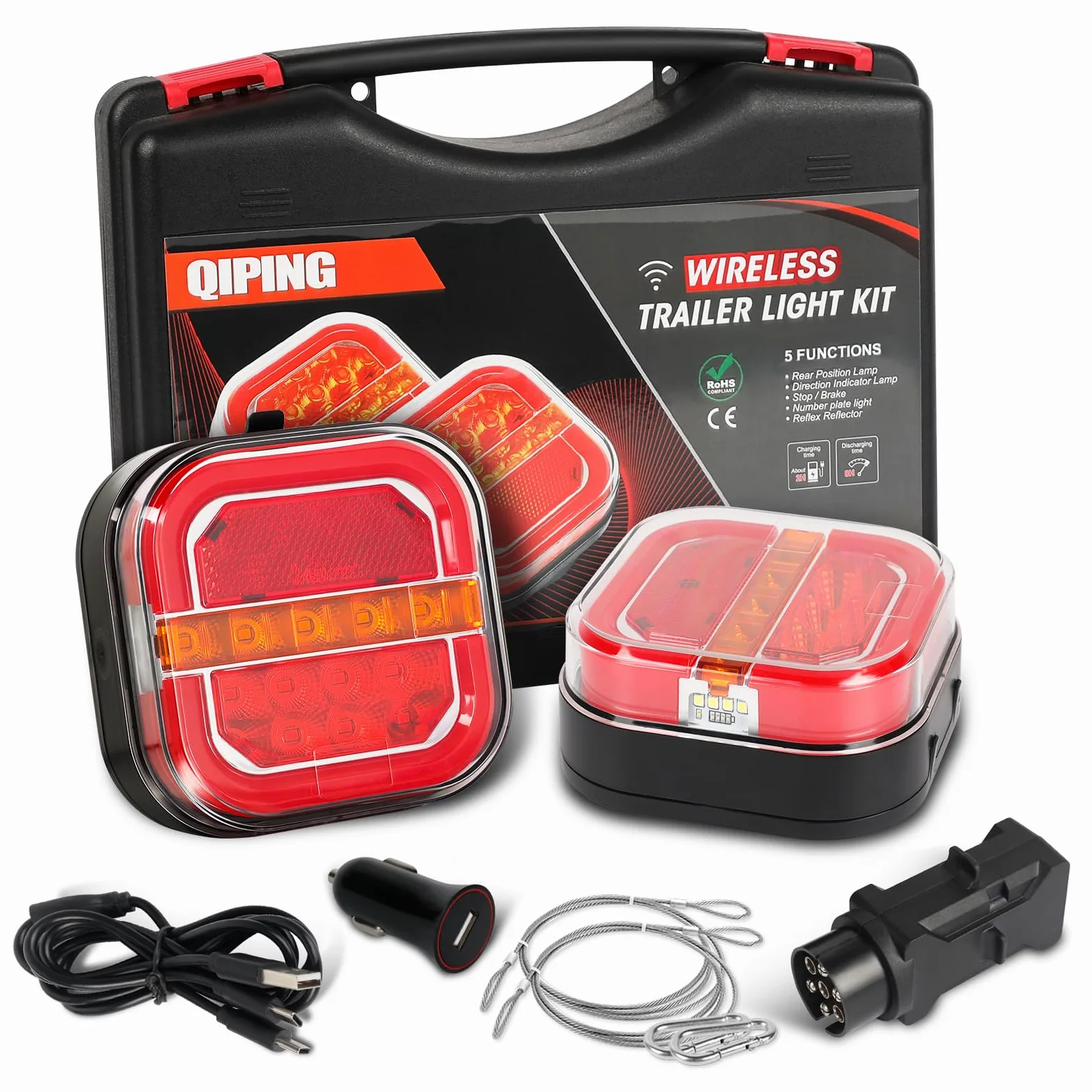 inalámbrica Luces traseras remolque led magnéticas 12v wireless - recargable, impermeable, sin cable, homologada E