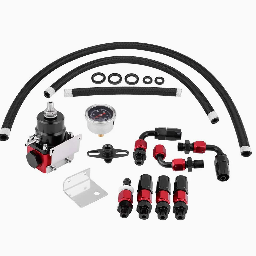 Kit regulador de presión de gasolina ajustable universal, medidor de aceite 0-100psi AN 6