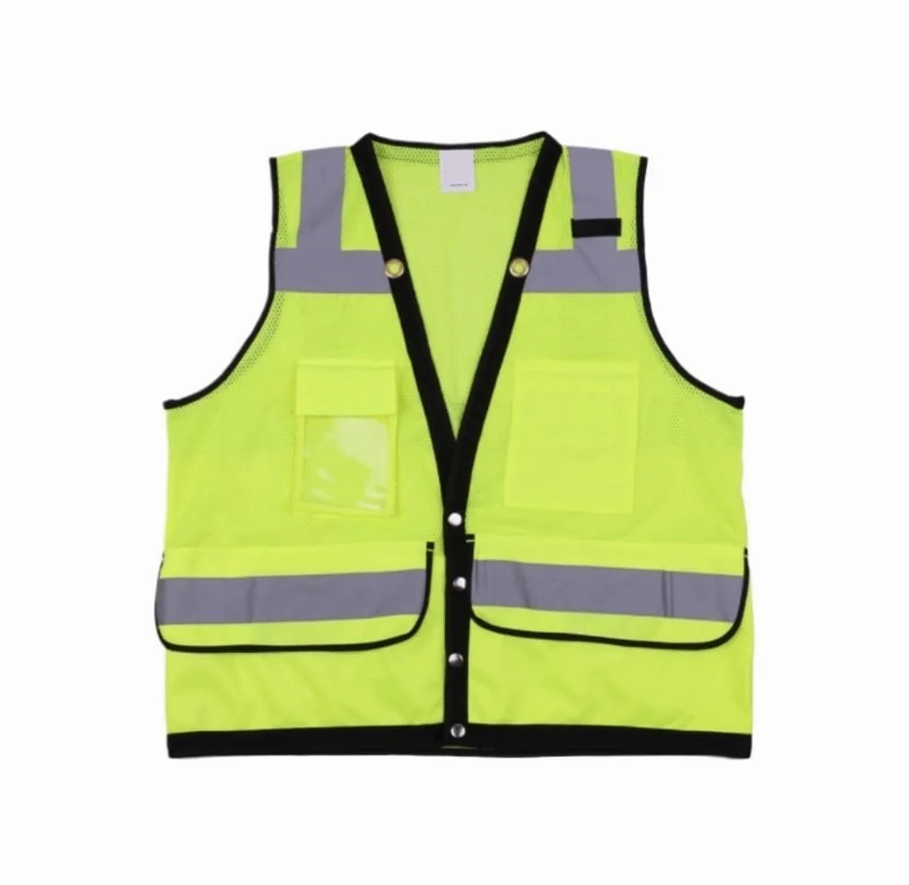 Chalecos Reflectantes de Alta Visibilidad, Chaleco Reflectante Multicolor Múltiples tamaños Bolsillos con Cremallera Hebilla(Yellow,XL)