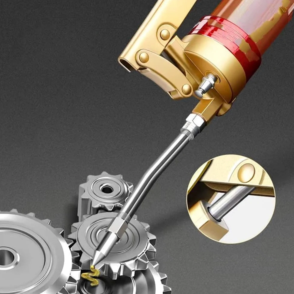 Bomba de Engrase 14000psi 600cc Pistola de engrase Manual de Alta presión Empuñadura de Pistola Resistente Transparente Boquilla engrasadora