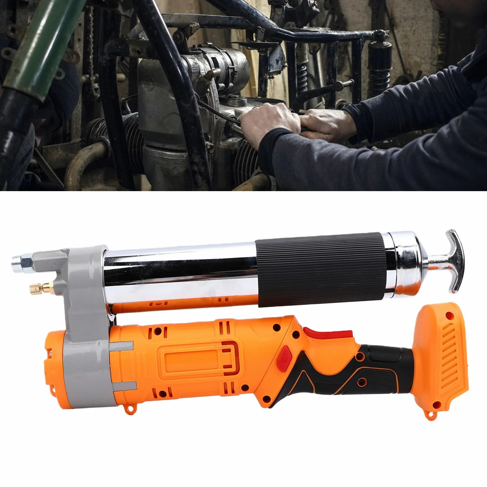 ASHATA Pistola de Engrase Inalámbrica Alimentada por Batería, Ajustable para Maquinaria Agrícola Automotriz, Uso Industrial