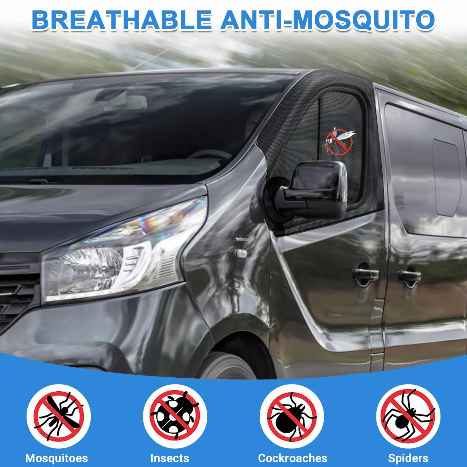 Mosquitera para Reemplazo Renault Trafic/Opel Vivaro/Nissan NV300 2001-2025, Mosquitera Magnética para Ventana Lateral 2 Piezas, Mosquiteras Insectos Transpirables para Acampar al Aire Libre