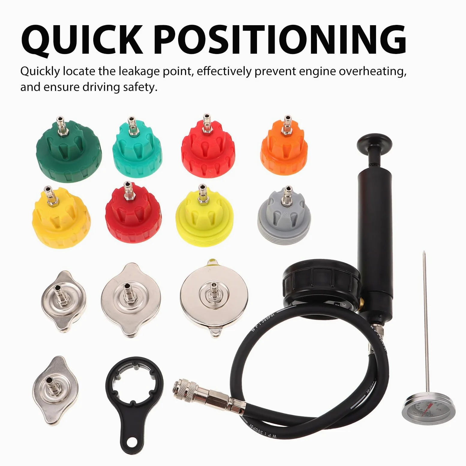 MAGICLULU 1 Juego de comprobador del Sistema de refrigeración del Motor: Kit de detección de Fugas de radiador - Equipo de comprobación de presión de refrigerante de Alta Resistencia para