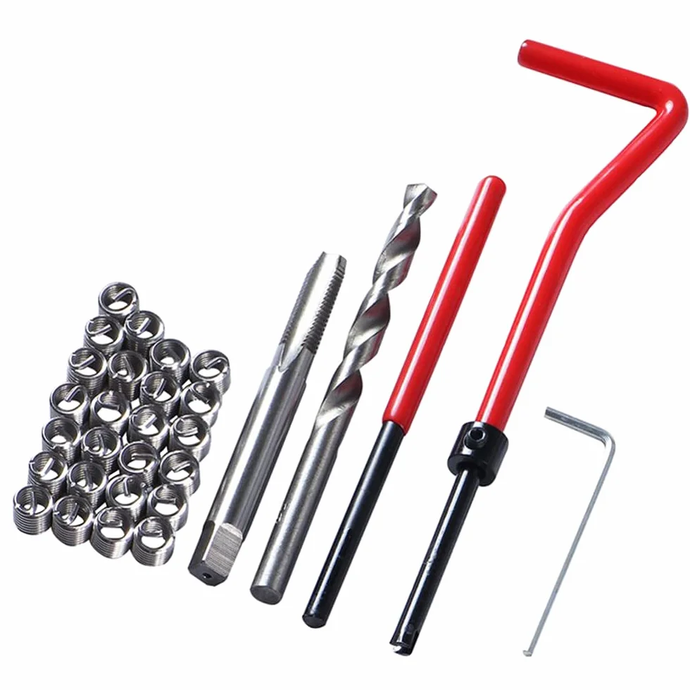 30 Piezas M6 Kit de Reparación de Rosca Juego de Reparación de Roscas Helicoil Kit Helicoidales Herramientas, Kit de Inserción de Reparación de Roscas