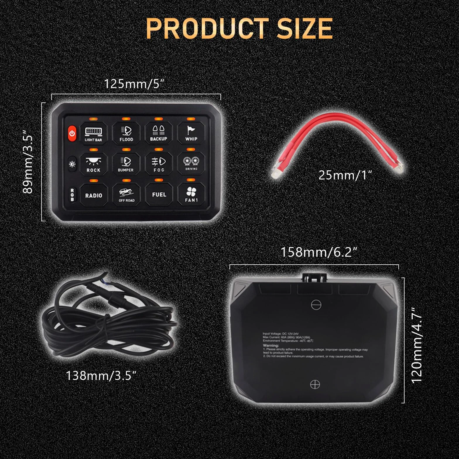 Chelhead Interruptor empotrable RGB de 12 grupos, circuito de control universal, sistema de relé de seguridad, arnés de cables para coche, camión, barco, ATV, UTV, SUV, multifuncional, 12-24 V | 12V 24V circuito de control universal sistema de relé arnés