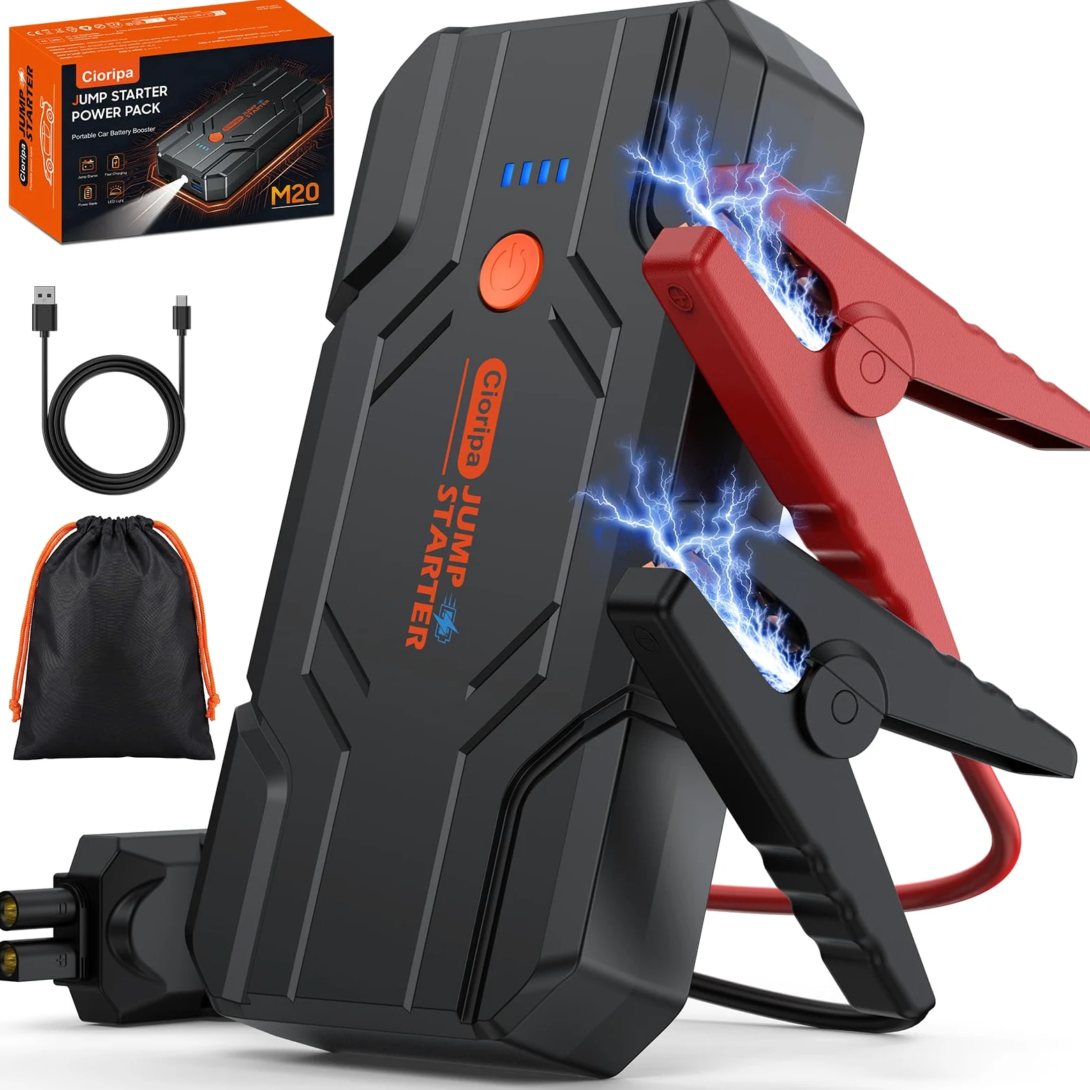 Arrancador de Baterias de Coche 𝟏𝟒.𝟖𝐕- 𝟖𝟎𝟎𝟎𝐀 Jump Starter para Motor 9.0L Gas o 8.5L Diesel, Power Bank Portátil con Carga Rápida QC3.0, Linterna LED y Pinzas Inteligentes | 𝟏𝟒.𝟖𝐕 Jump Starter , Power Bank Portátil con Carga Rápida QC3.0, Linterna LED y P