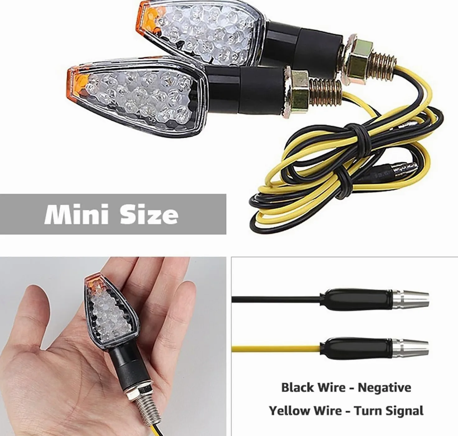 Genérico Indicadores de motocicleta Intermitentes para motocicleta M10 E-mark de 12 V y 24 V, homologados, luz ámbar intermitente de 14 LED.
