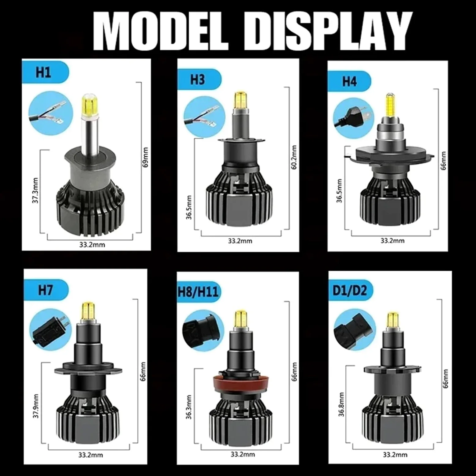Bombilla para coche Bombilla de faro delantero de coche H7 LED H4 H11 6400000LM 5400W H8 HB4 HB3 9005 9006 D1S D2S H1 lámpara LED luces antiniebla 6000K 12V Bombilla Coche