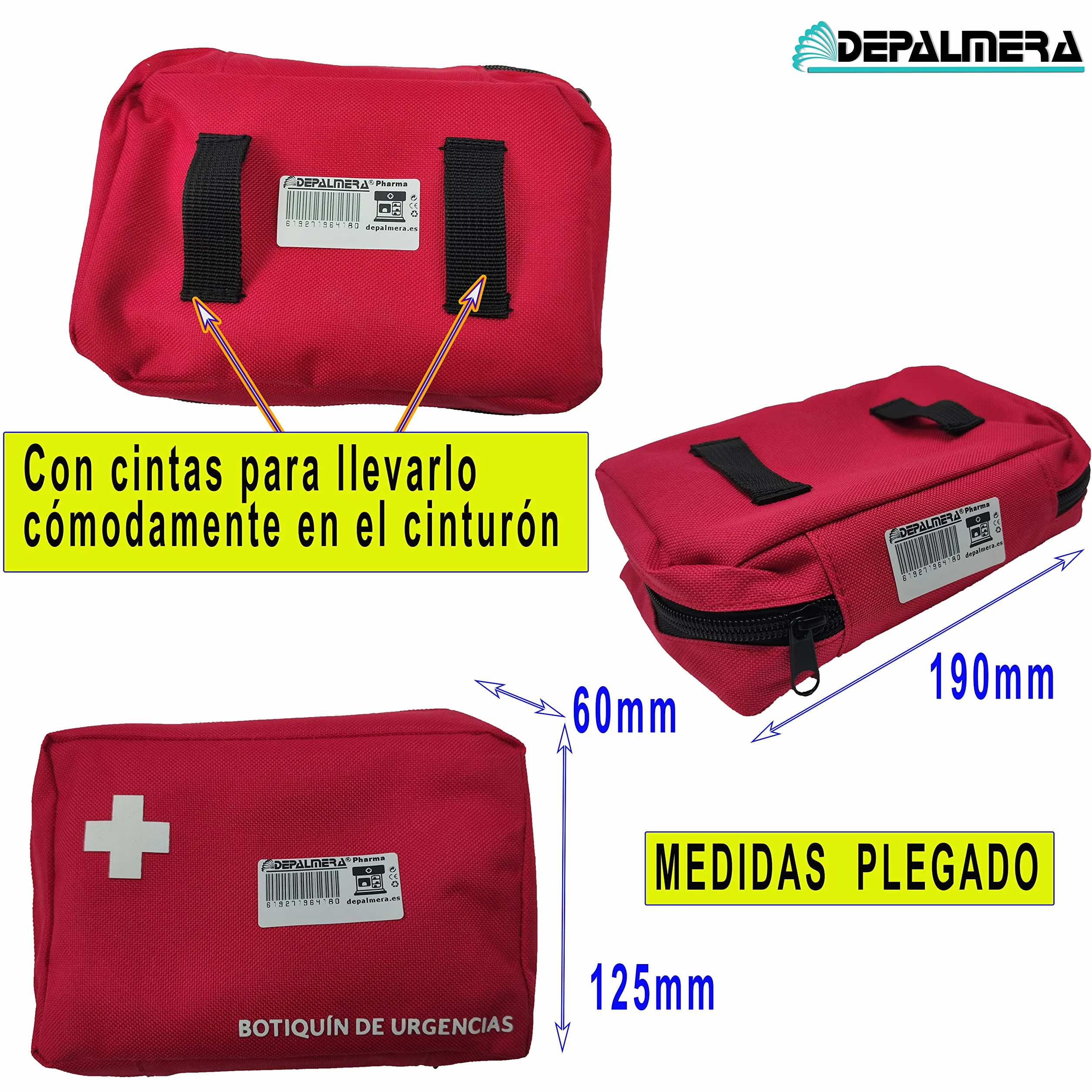 Pharma Botiquín Primeros Auxilios Neceser Extensible Completo Emergencia Homologado Rojo