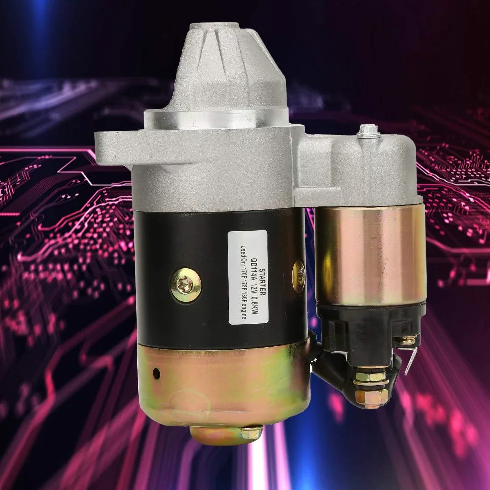 Fafeicy Motor de arranque QD114A 12V 0.8KW, 8 Dientes Motor de Arranque Eléctrico de Rotación Inversa, 26 mm Diámetro del engranaje, Para Bomba de Agua, Motor y Motor de Gasolina