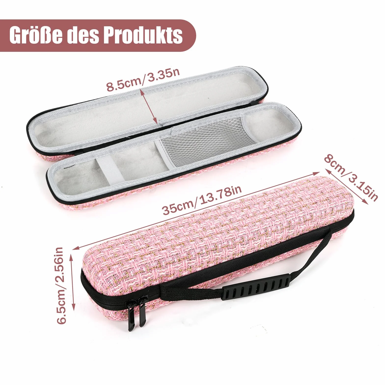 Portátil bolsa de almacenamiento EVA para plancha de pelo, carcasa rígida maleta doble cremallera