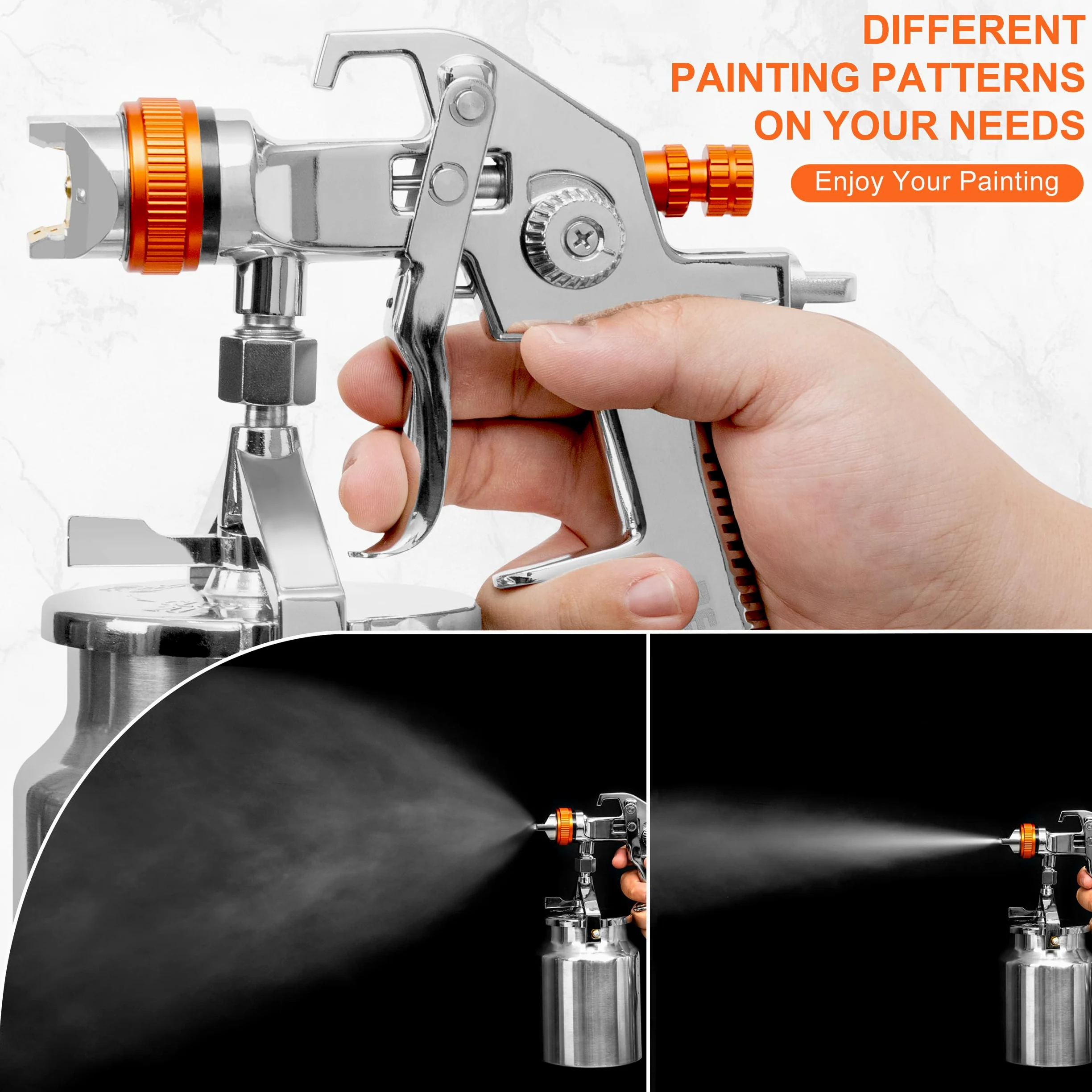 REFINE HVLP - Pistola pulverizadora de pintura de aire con sifón con juegos de boquillas de 1,7 mm y 2 mm, pistola de pintura automotriz de 1000 CC con regulador de aire, profesional para coche,
