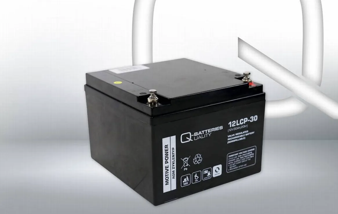 Q-Batteries Batería de Plomo 12LCP-30/12 V – 30 Ah, Tipo de Ciclo AGM – Deep Cycle VRLA