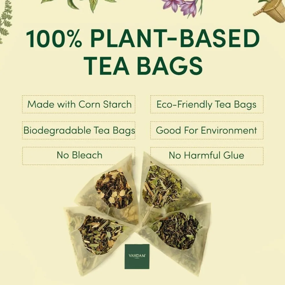 VAHDAM Caja de Regalo de Té Verde Surtida 6 Sabores 36 Bolsas Piramidales
