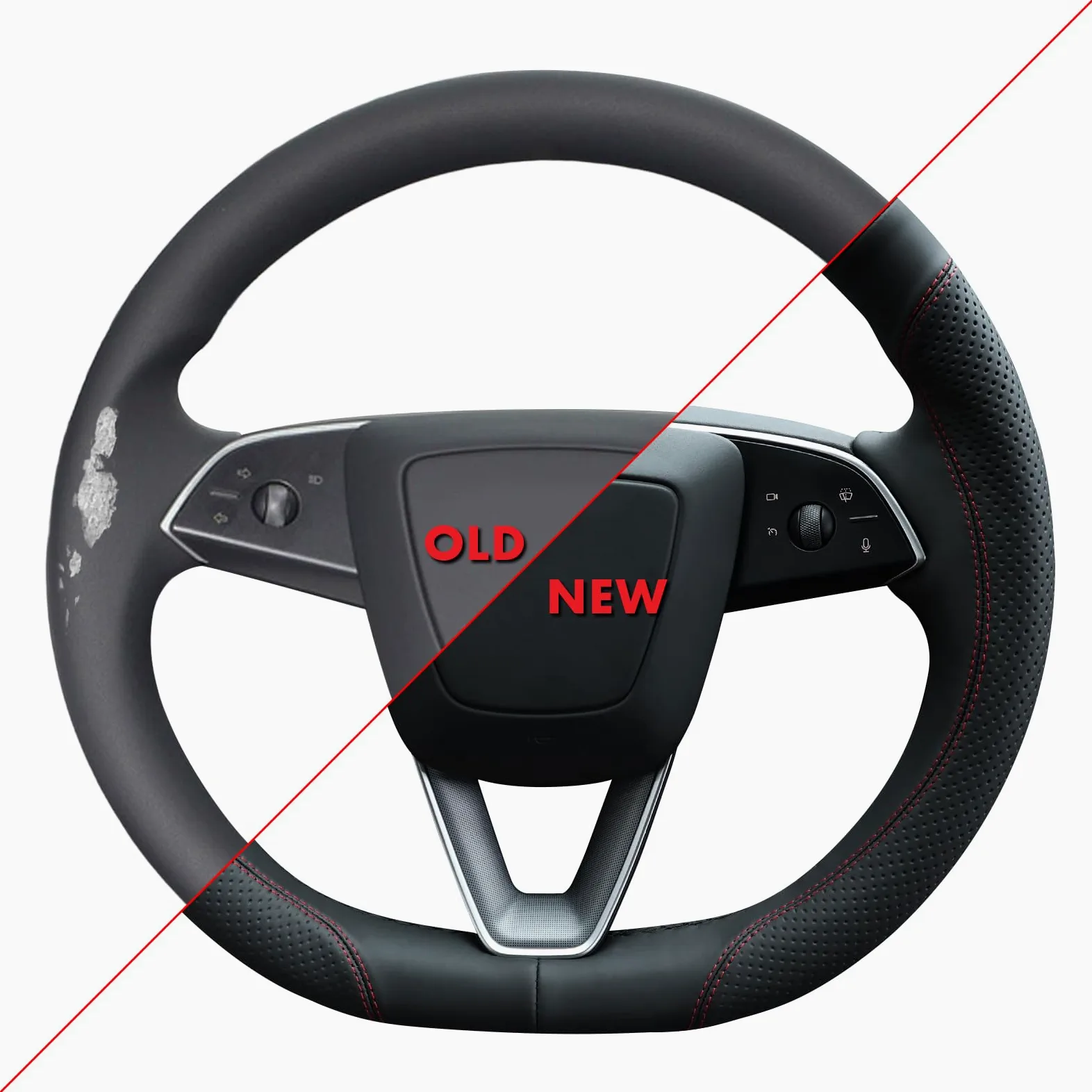 MEWANT Funda para volante de piel de microfibra auténtica de fácil costura de 30 minutos, compatible con Tesla Model 3 Highland 2023-2026 Model Y Juniper 2025-2026, compatible con calentador, ajuste