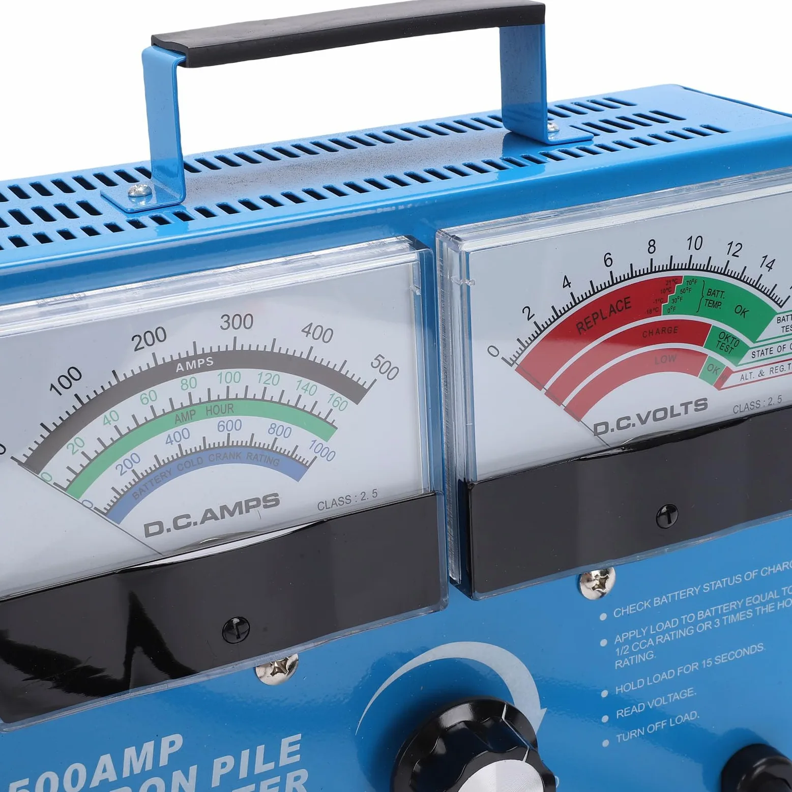 Keenso Comprobador de Carga de Baterías de 500 Amperios — Tester Digital Automotriz con Gran Indicador y Capacidad de 1000 CCA, Ideal para el Mantenimiento de Baterías de Automóviles,