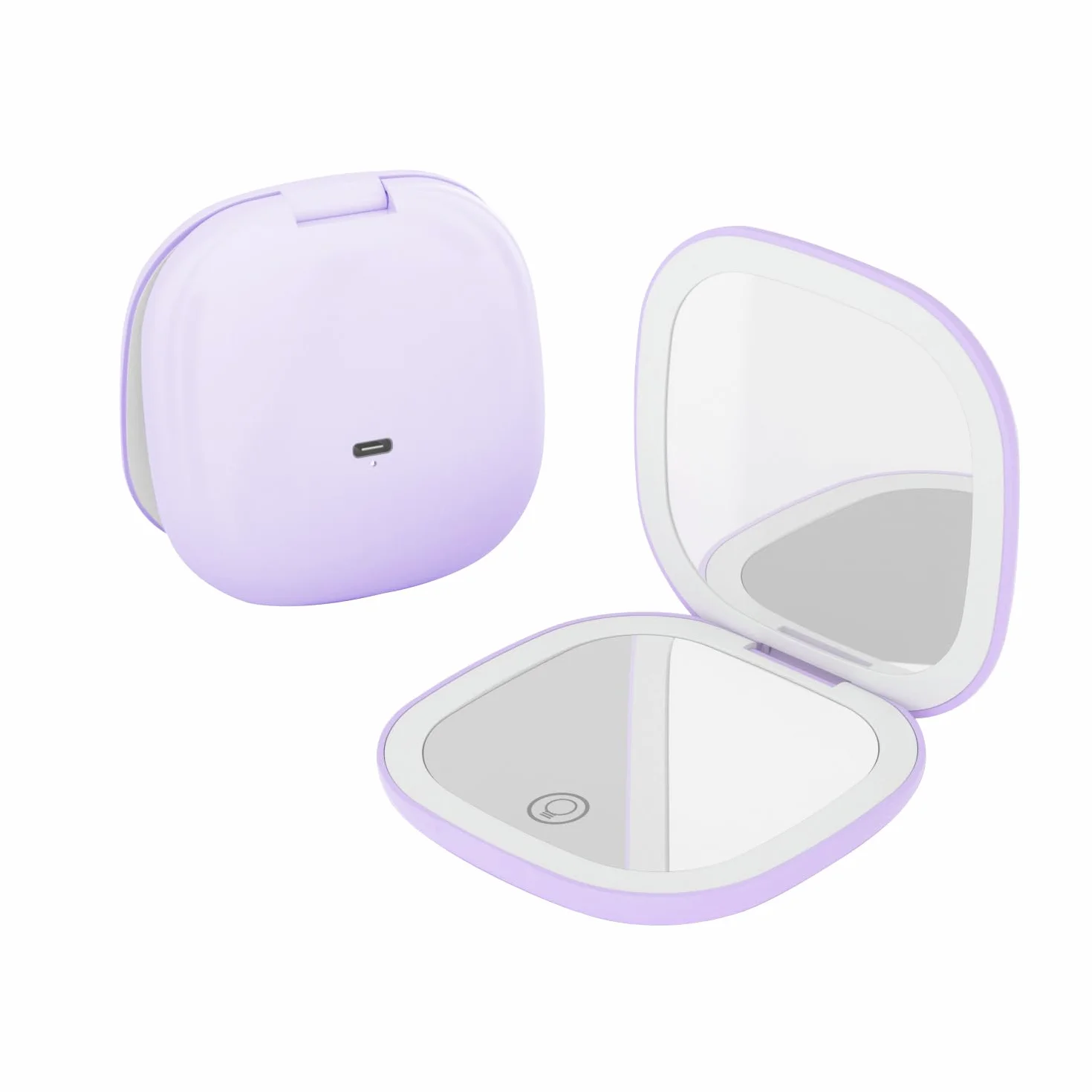 Espejo de Maquillaje Compacto con Luz LED 5X Recargable USB-C 3 Modos de Color Brillo Regulable Táctil