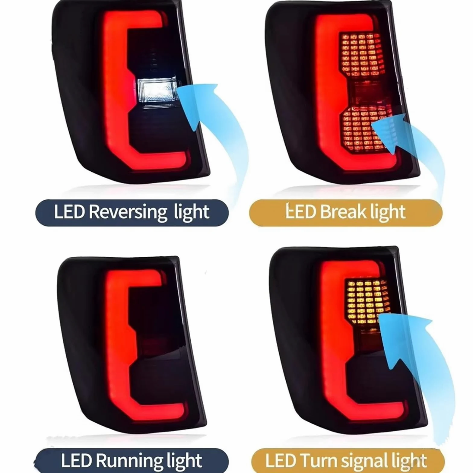 Luces Traseras Juego Luces Traseras LED Para Jeep Para Grand Para Cherokee MK2 WJ 1999-2004 Incluye Luz Freno Antiniebla Intermitente Trasera Piloto trasero(Pair of Red)