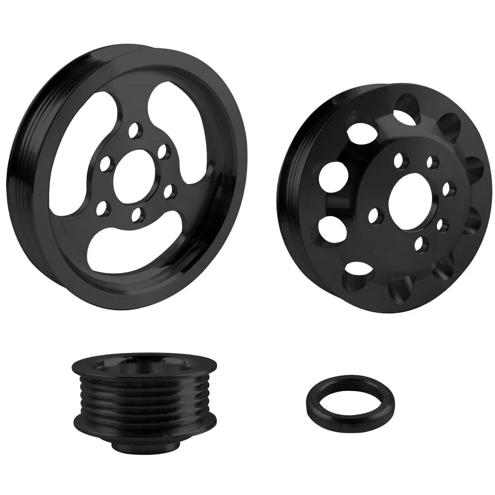 Kit de polea de manivela de aluminio para Golf GTI Jea 1.8T 2.0L 1999-2005 diseñado para mejorar la eficiencia y respuesta del motor (negro)