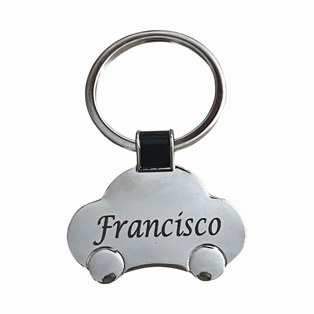 regalo grabado - Llavero Coche Personalizado | Metal Cromado | Grabado Imborrable | Ideal Carné de Conducir | Opción de Logo en Cara B, Metal, Talla Única