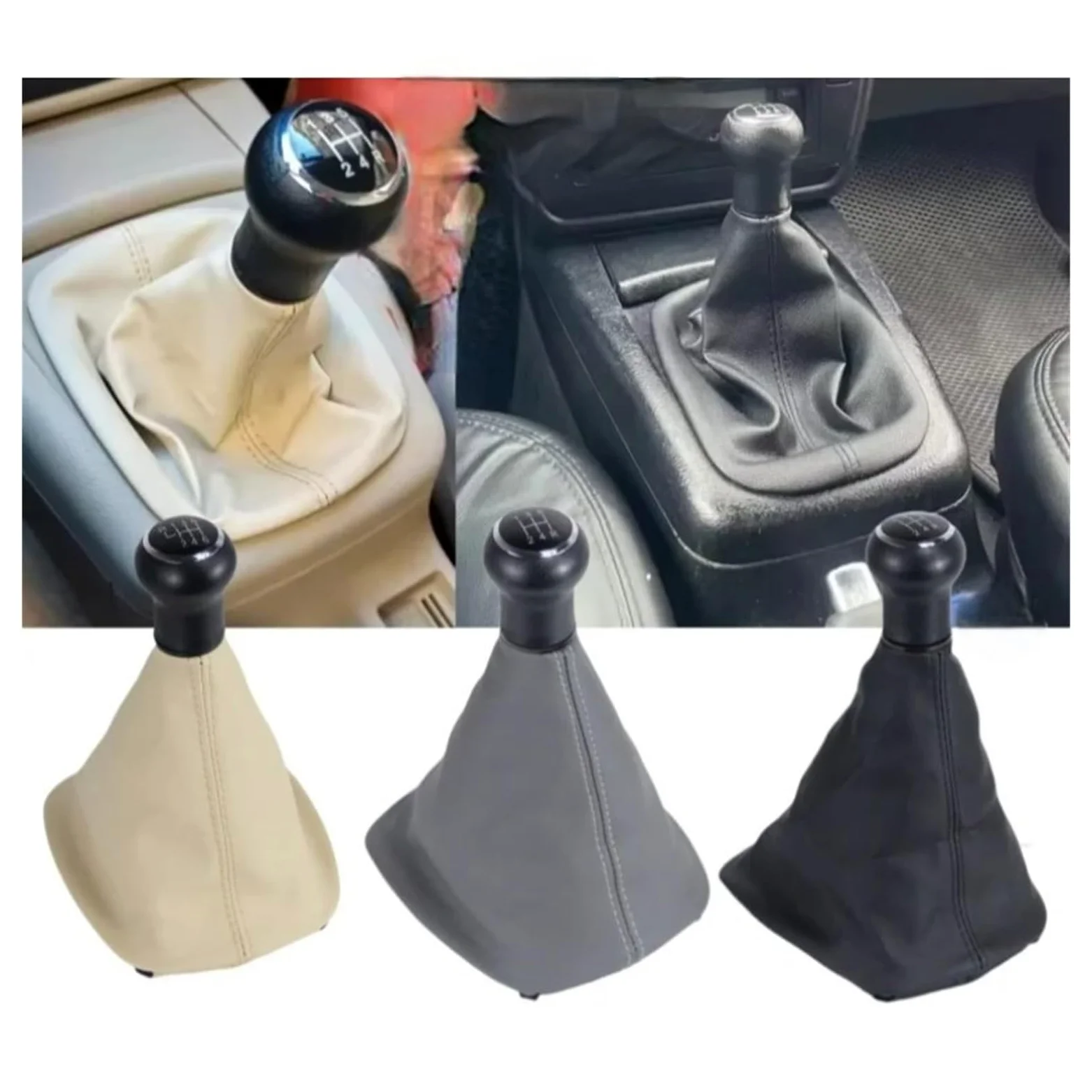 Rendimiento Pomo Para Palanca De Cambios Para VW | Plástico ABS/Cuero PU,Negro/Beige/Gris,Empuñadura Ergonómica,Sensación Cómoda,Cambio Suave