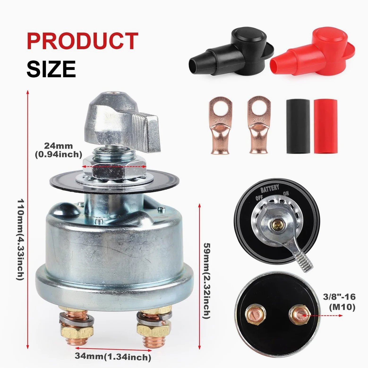 Kit de interruptor de apagado, aislador de corte de energía de batería de alta corriente, 250A, 12V-48V