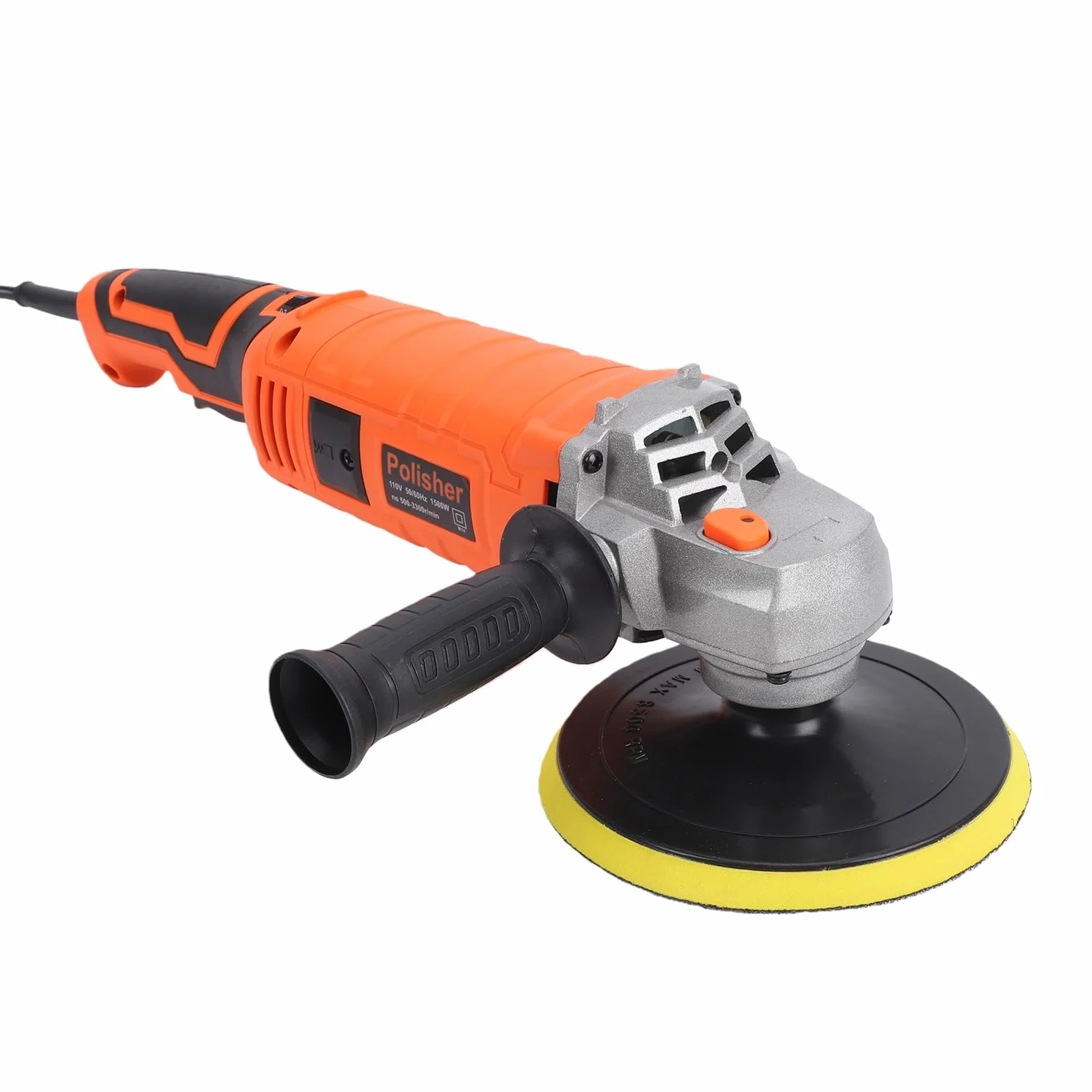 Karlak Pulidora de Coche Pulidora 1580 W 7 Velocidades 500 a 3300 RPM 150 Mm 2 Manijas Motor de Cobre bajo Ruido para Piso Automóvil Muebles Metal Mármol (Enchufe europeo 220V)