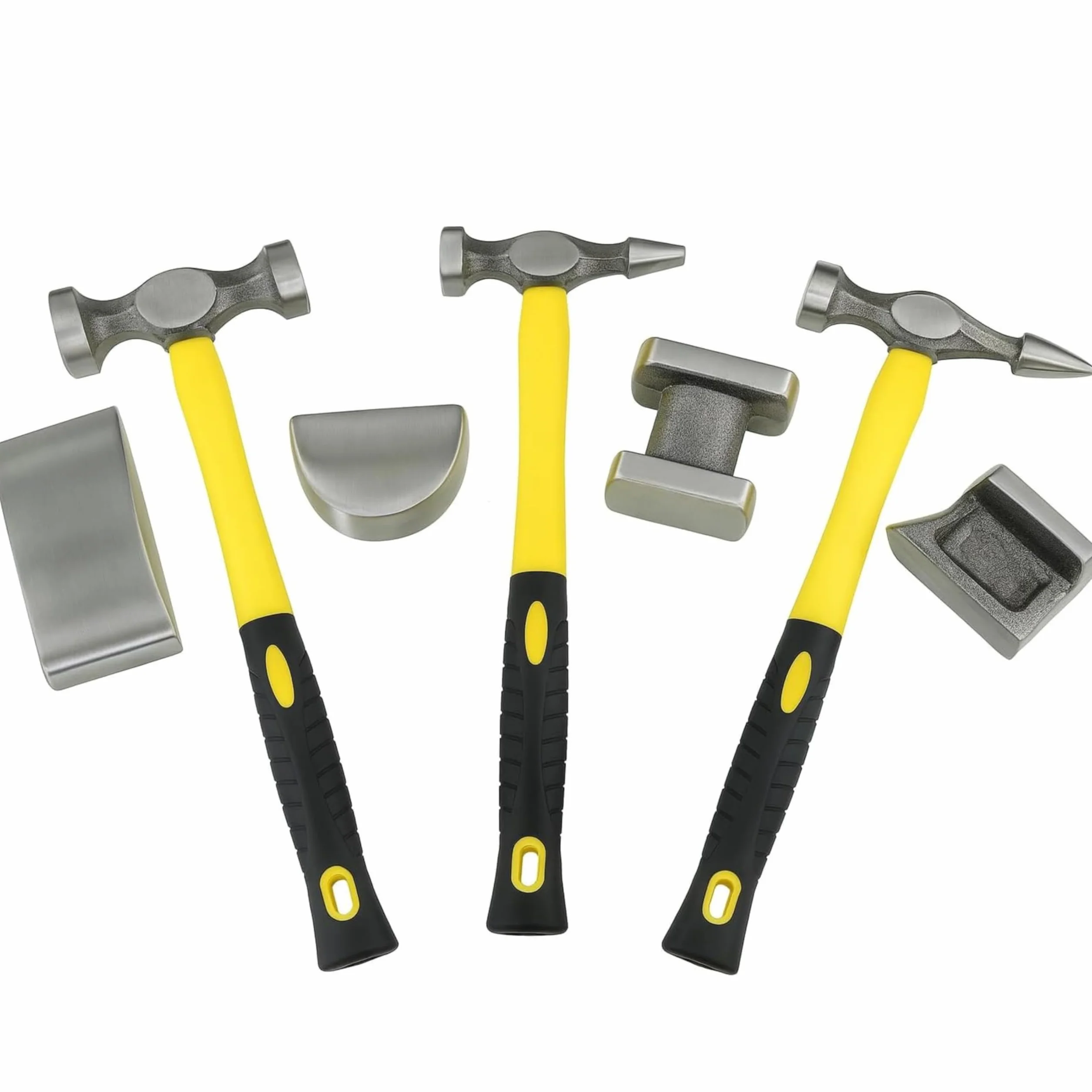 TOWAY Juego de tases y martillos 7 piezas, Juego de herramientas de reparación de carrocería profesional con mangos de fibra de vidrio 454222 (Budget)