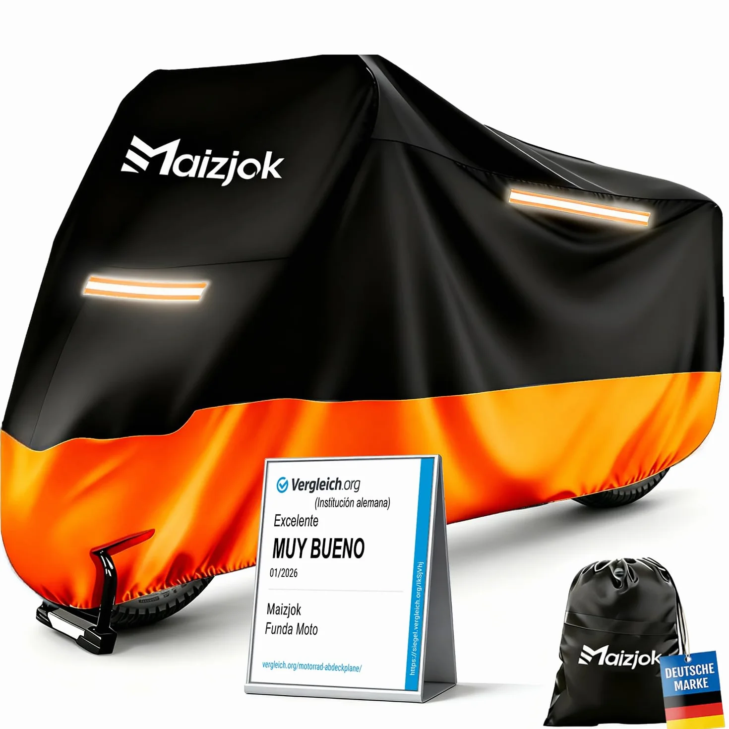 Funda Moto Impermeable 210D Poliéster Cubierta Exterior Protector Lluvia UV XL 245x105x125 cm