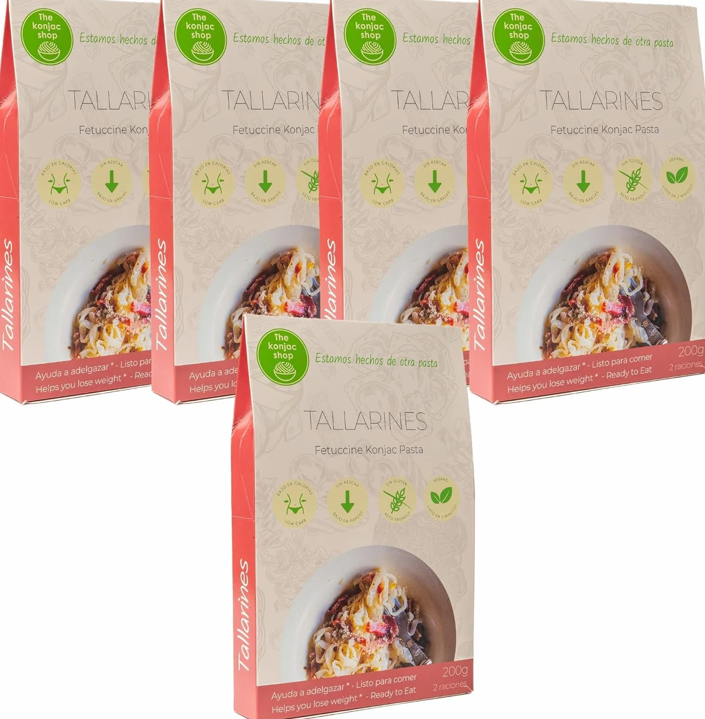The Konjac Shop - Tallarines de Konjac 270g Shirataki Sin Gluten Bajo en Calorías y Carbohidratos Apto para Veganos y Dietas Keto (Paquete De 5)