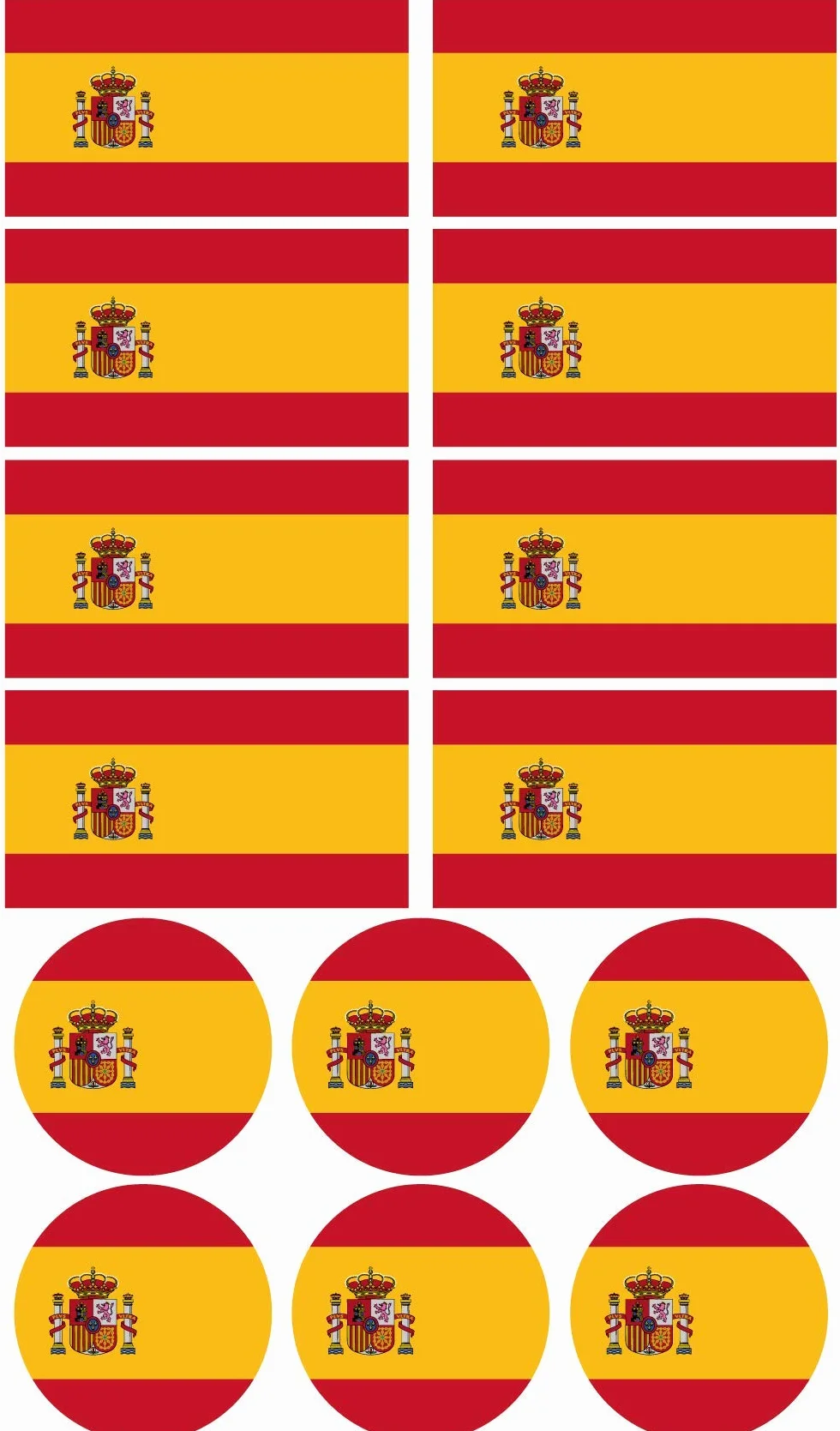 28 Pegatinas Bandera de España. Stickers Forma Redonda para Coche, Moto, Bicicleta y Casco. Resistentes al Agua y al Sol. Uso Exterior