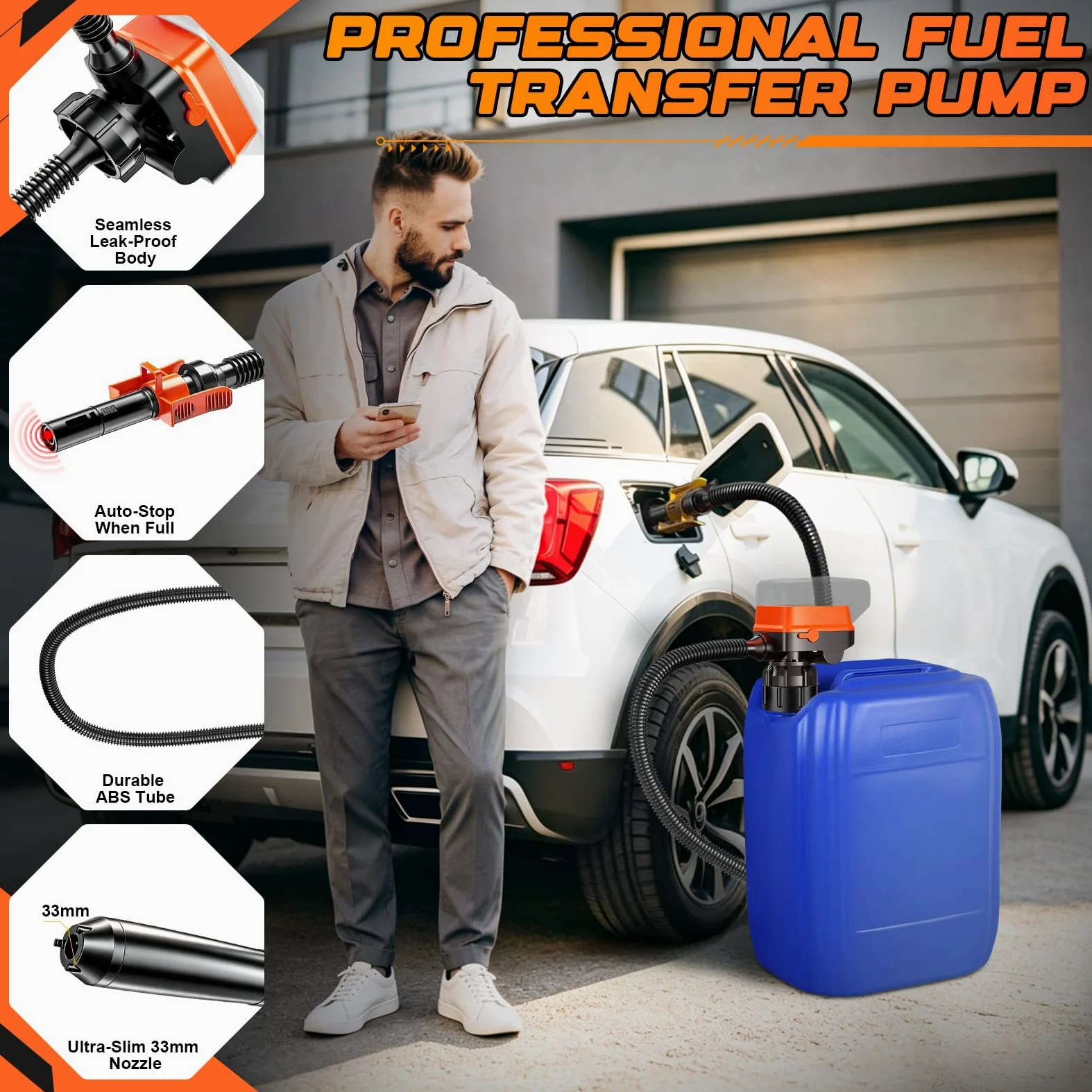 WingFly Bomba de Trasiego de Combustible para Dewalt 20V Milwaukee 18V | Sensor de Parada Automática, Bomba de Líquido Portátil, Bomba de Trasiego Eléctrica (12L/Min)